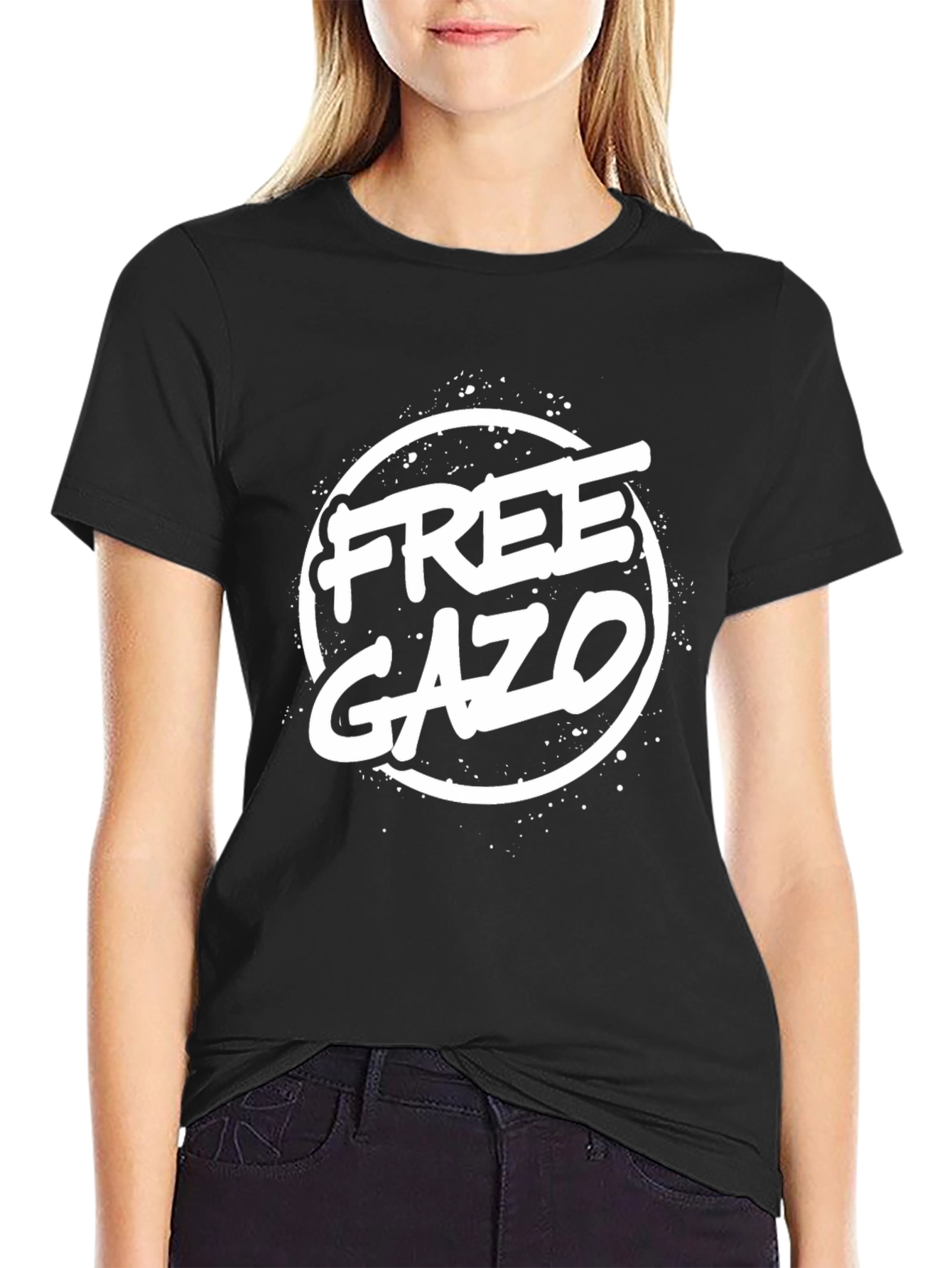 Free GAZO Graphic Print Black T-Shirt