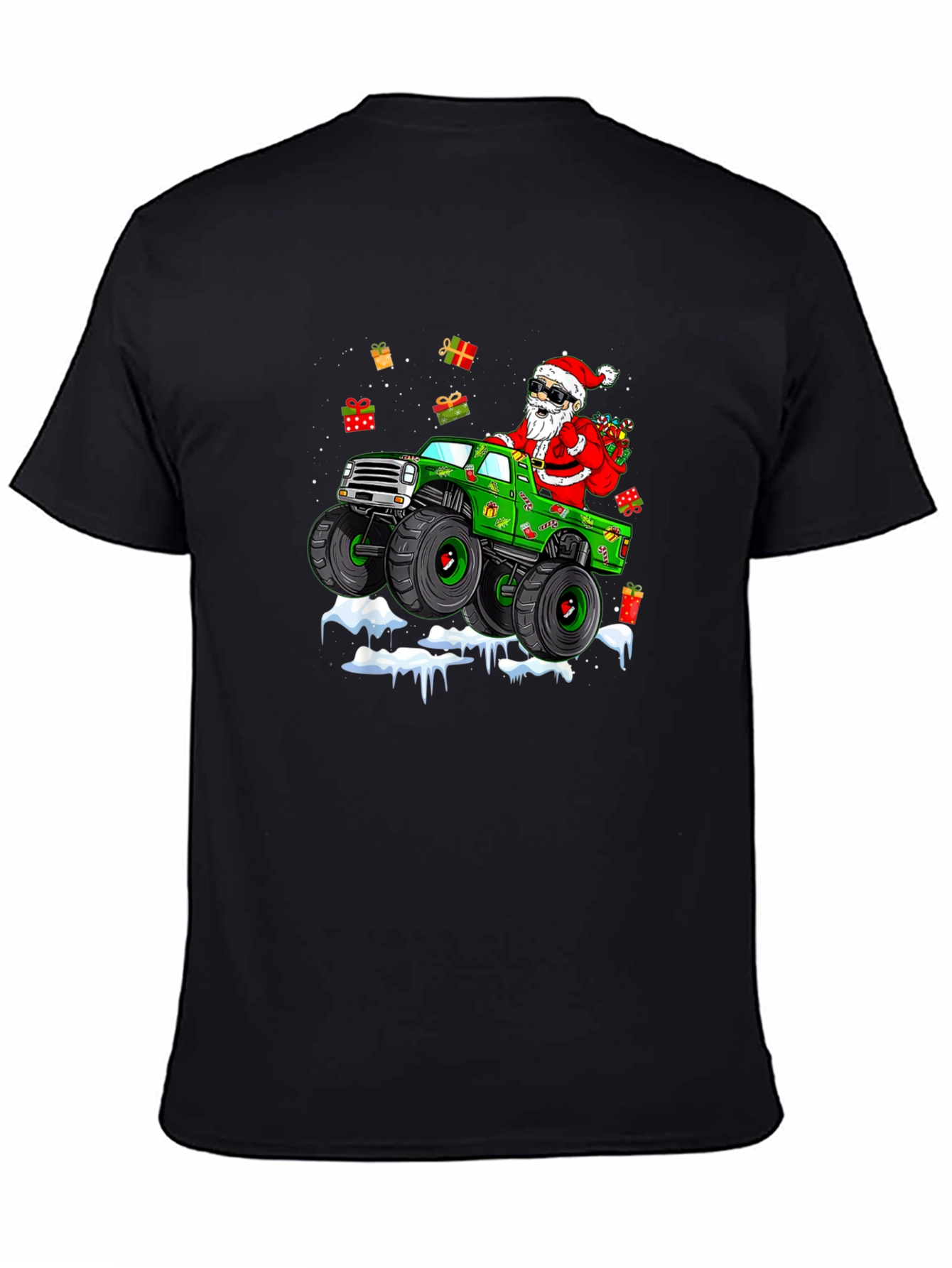 Santa Monster Truck Christmas T-Shirt