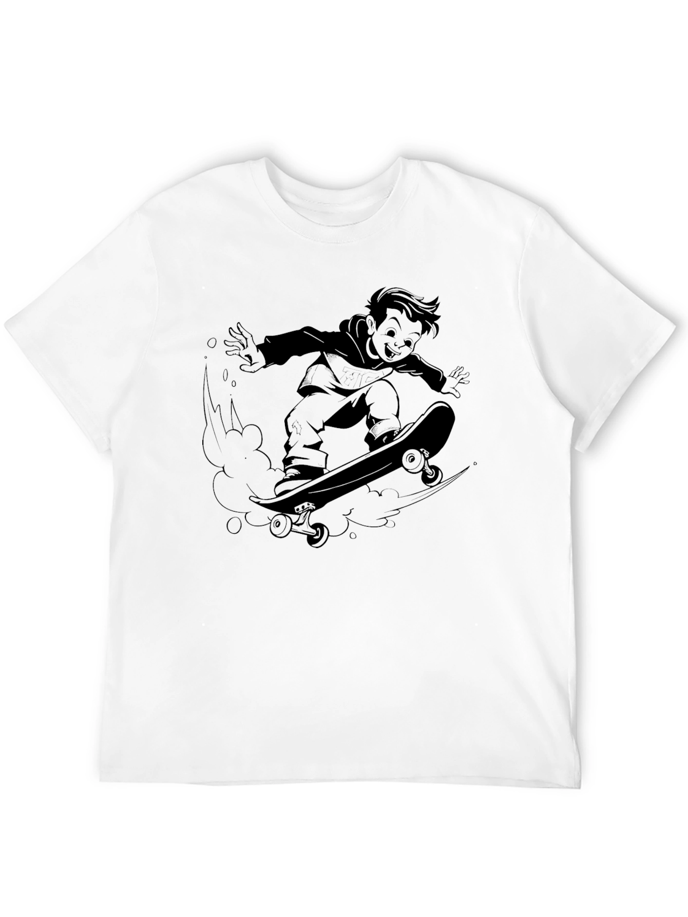 Cool Skater Boy Graphic T-Shirt - Black