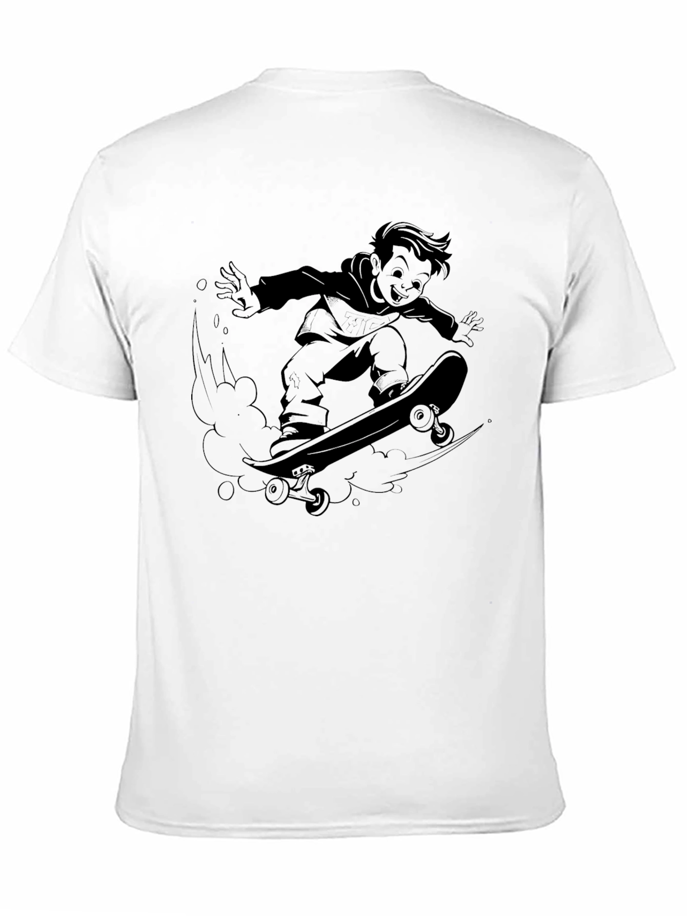 Cool Skater Boy Graphic T-Shirt - Black