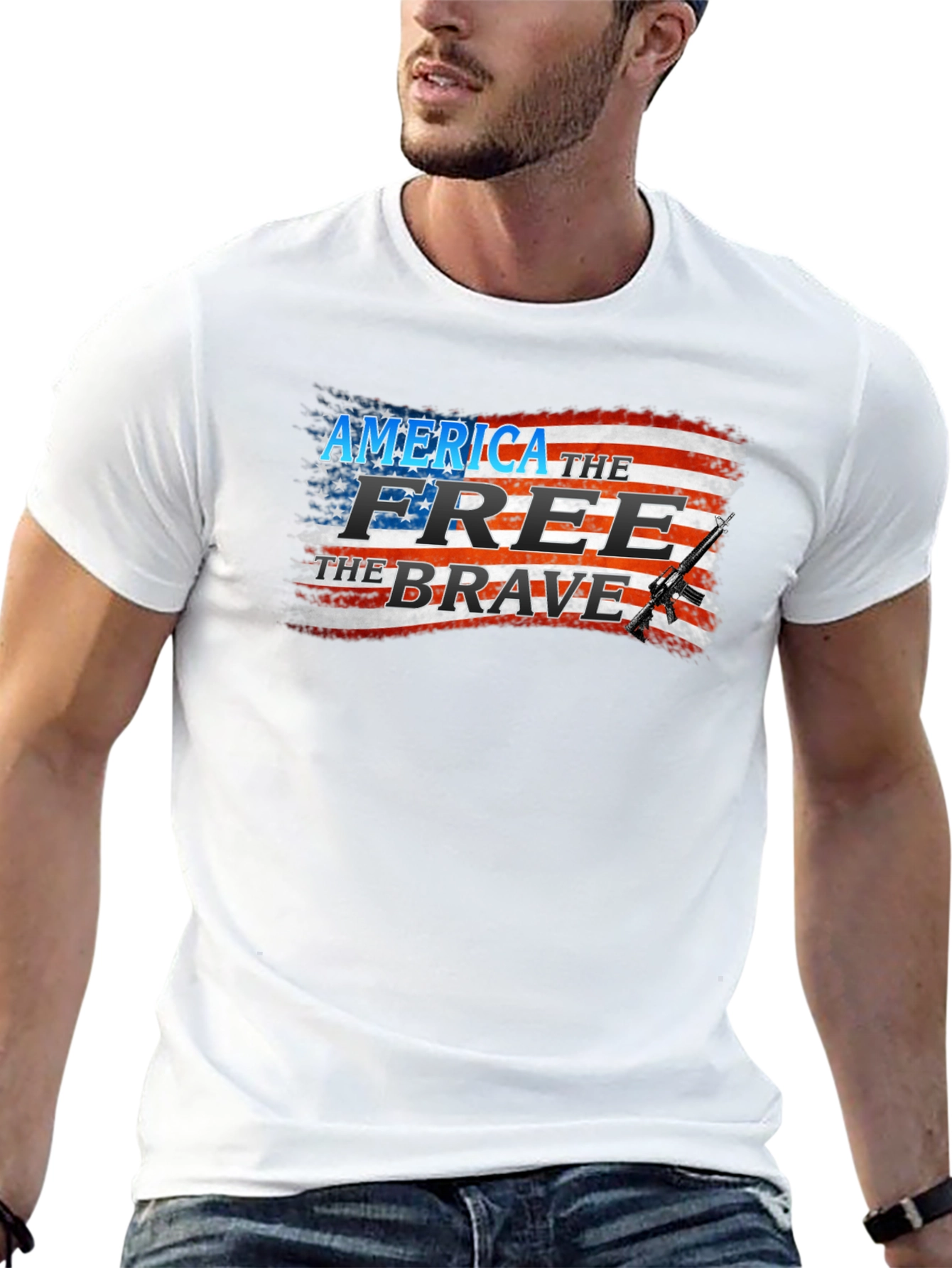 America Free Brave Patriotic T-Shirt