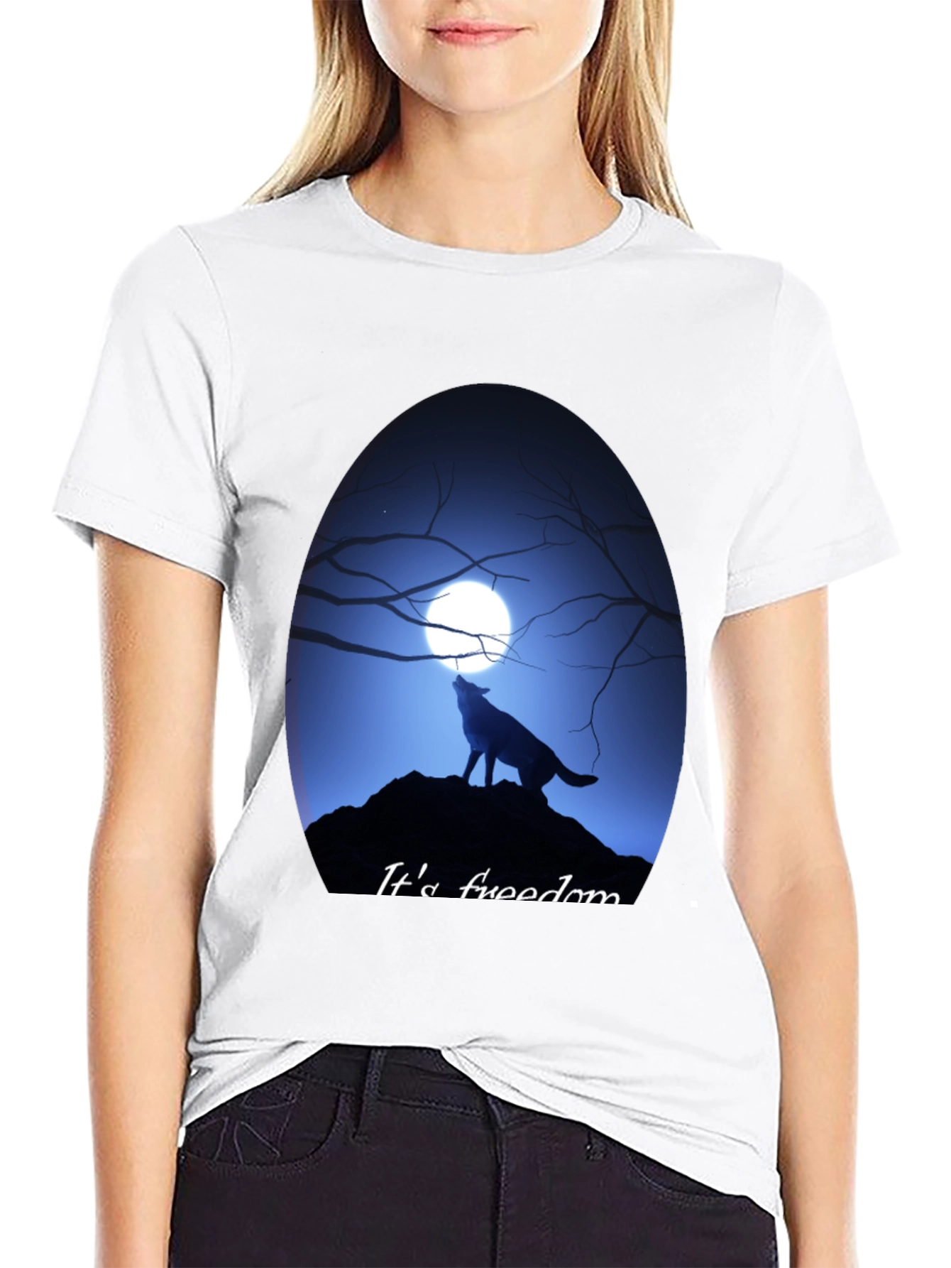 Wolf Howling at Moon Graphic Tee - Freedom Design
