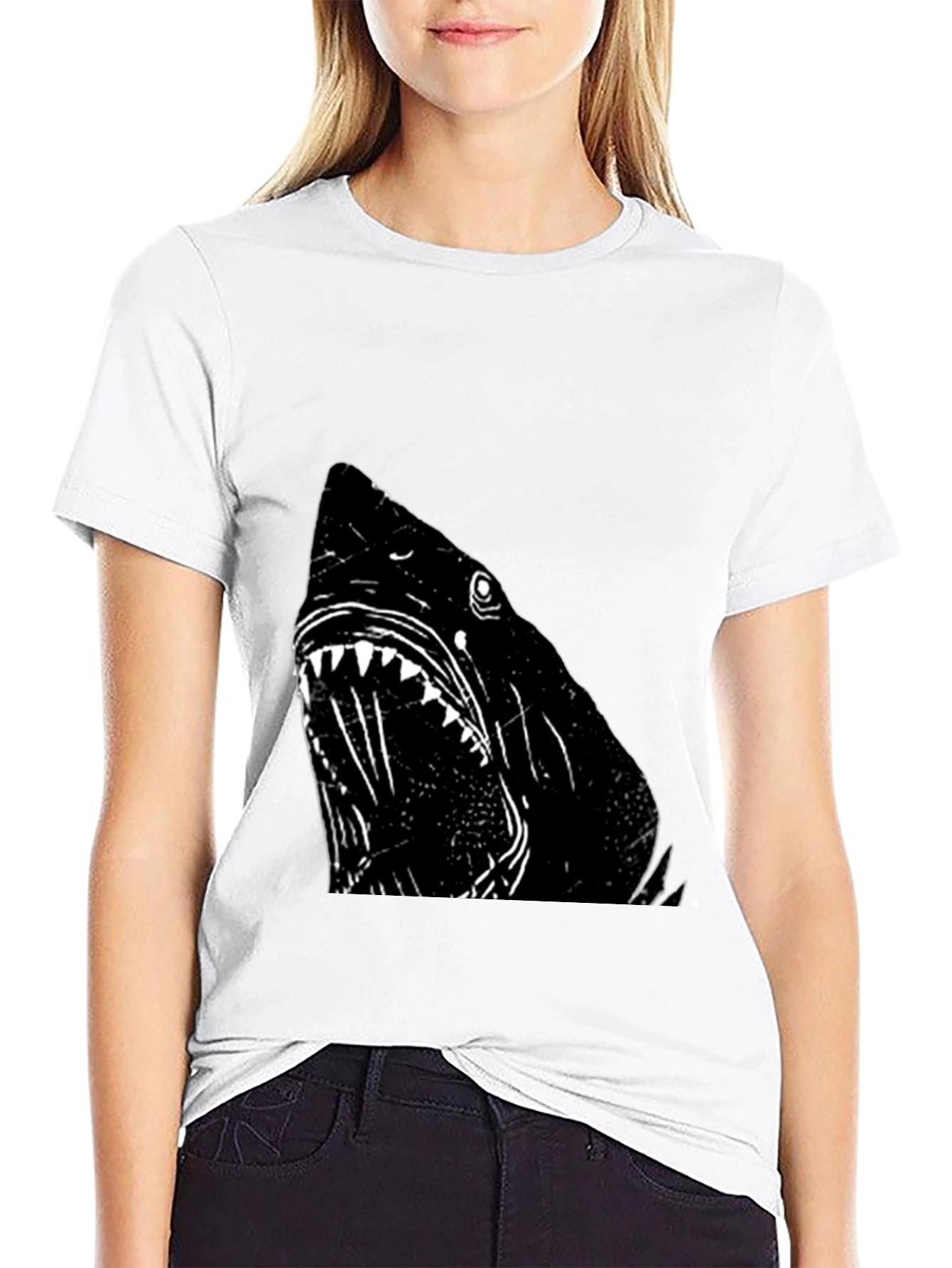 Shark Graphic T-Shirt - Black Cotton Tee