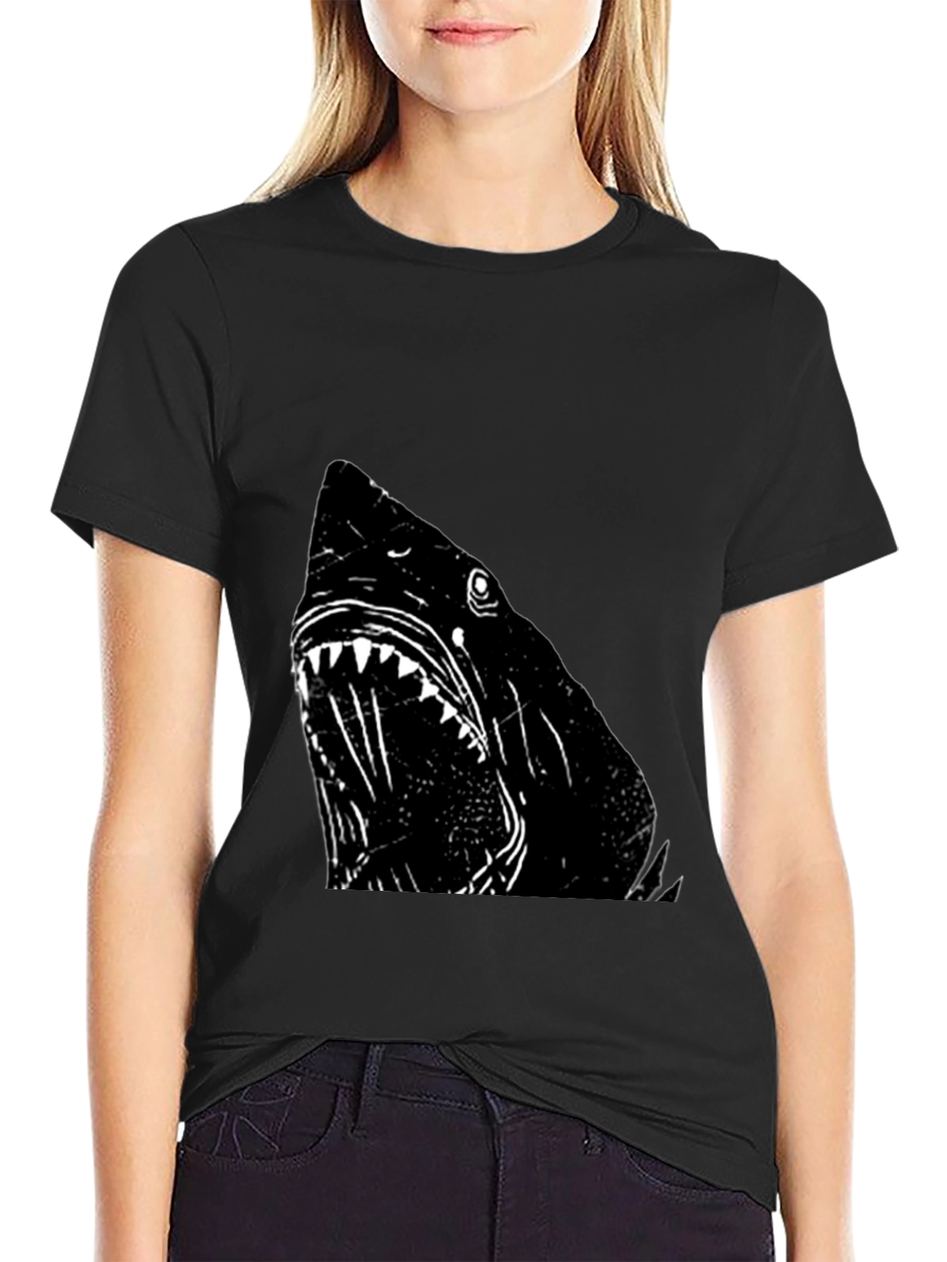 Shark Graphic T-Shirt - Black Cotton Tee