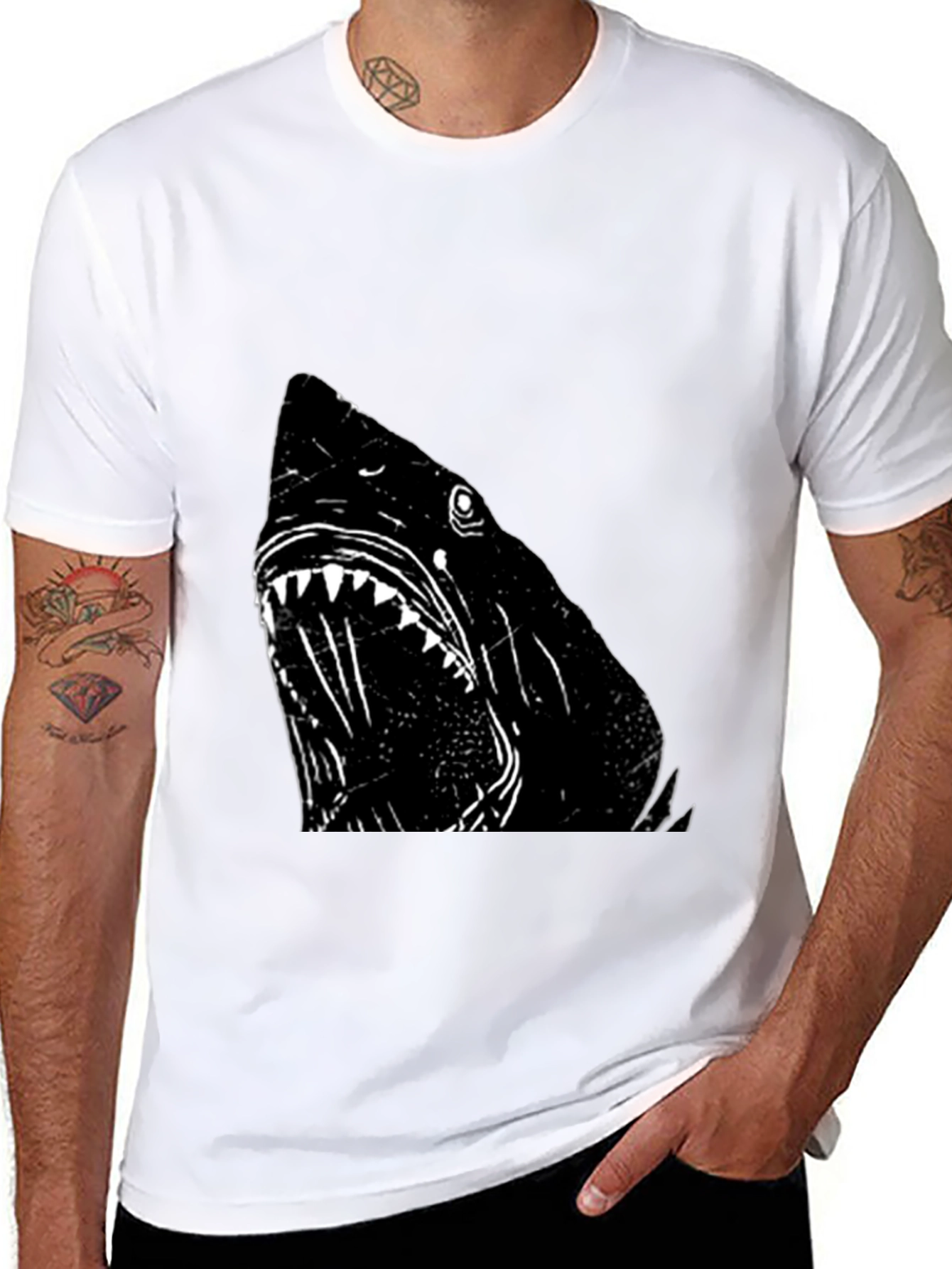 Shark Graphic T-Shirt - Black Cotton Tee