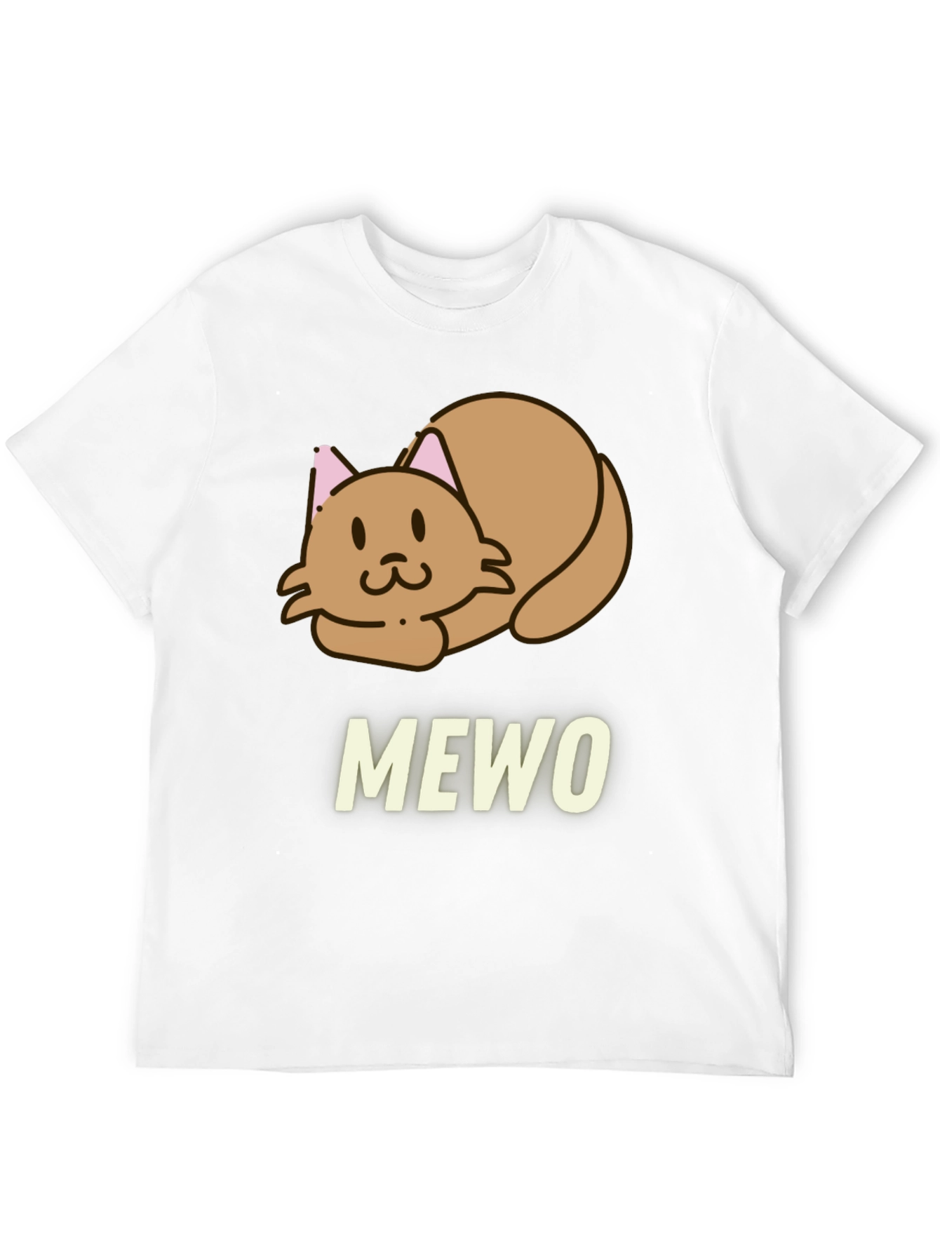 Cute MEWO Cat Graphic Black T-Shirt