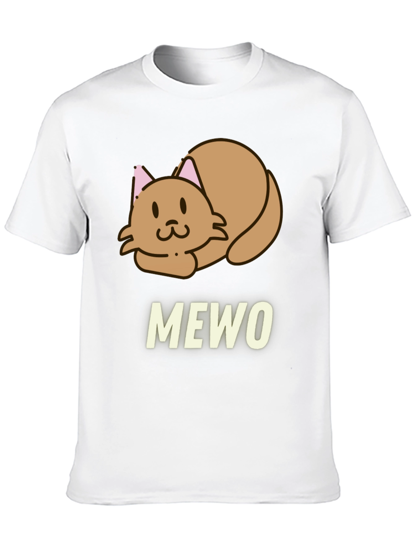 Cute MEWO Cat Graphic Black T-Shirt