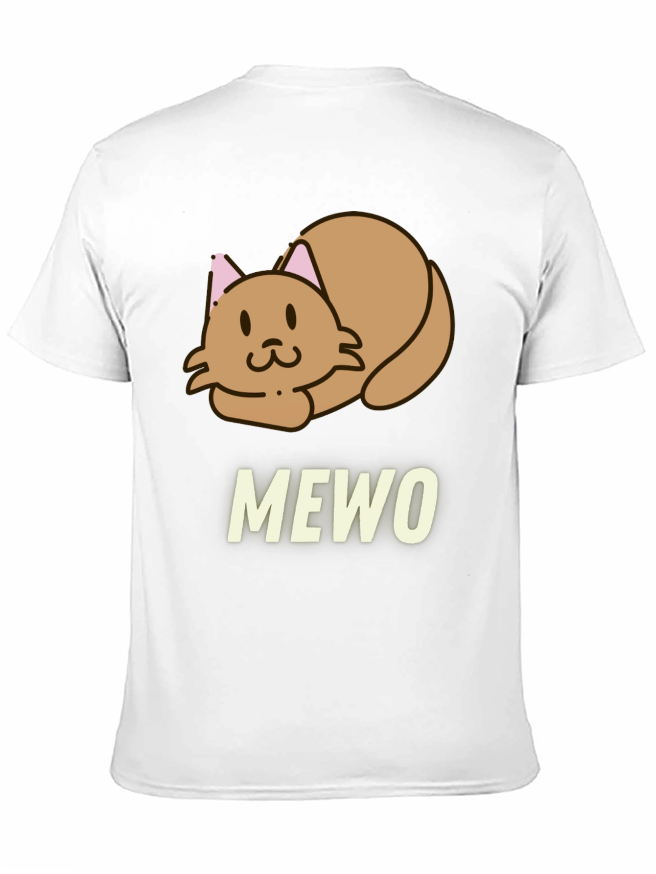 Cute MEWO Cat Graphic Black T-Shirt