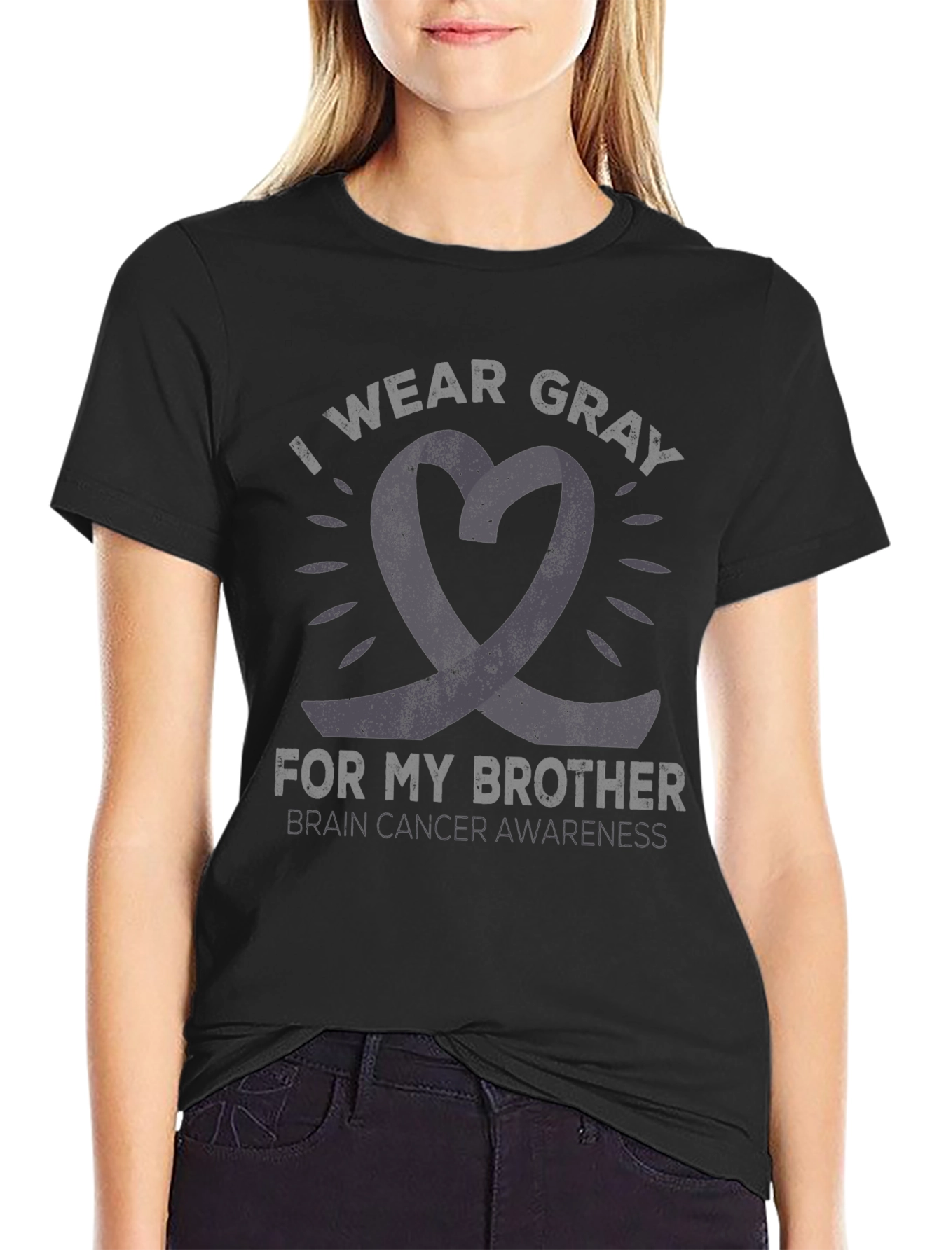 Gray Ribbon Brain Cancer Awareness T-Shirt