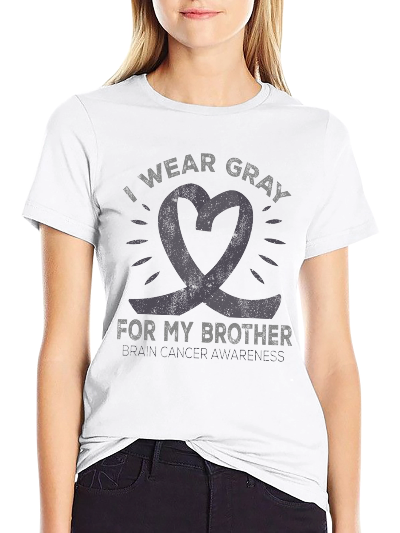 Gray Ribbon Brain Cancer Awareness T-Shirt