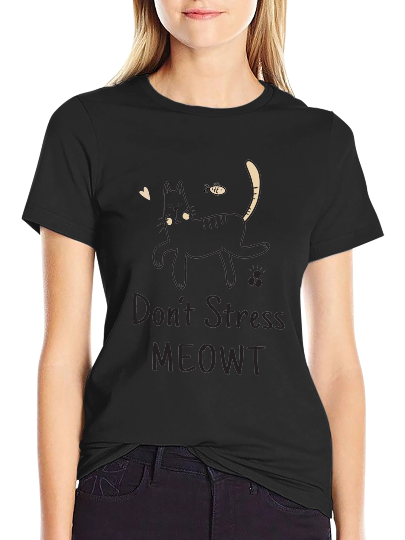 Dont Stress MEOWT Black Cat T-Shirt