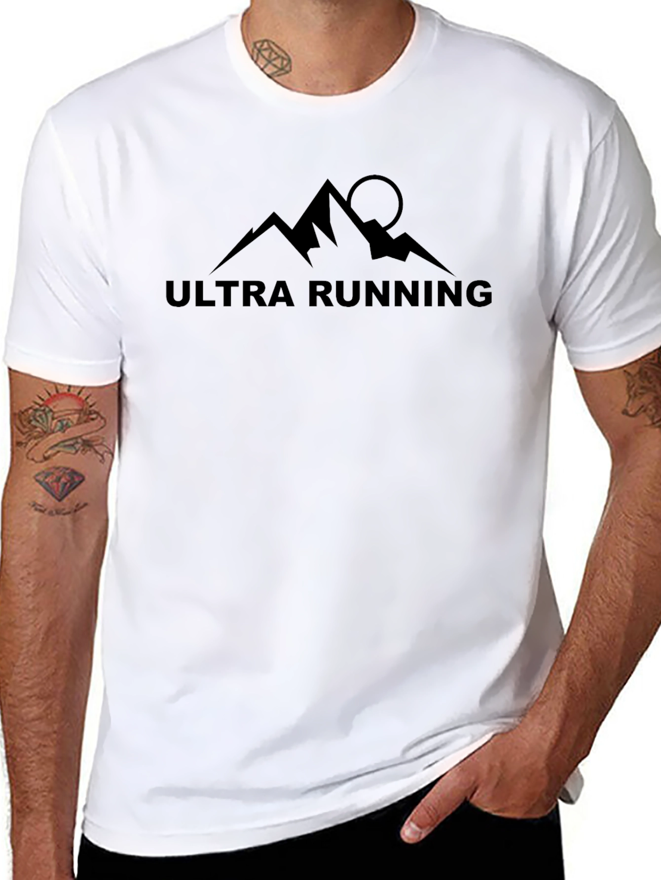 Ultra Running Black T-Shirt: Mountain Design