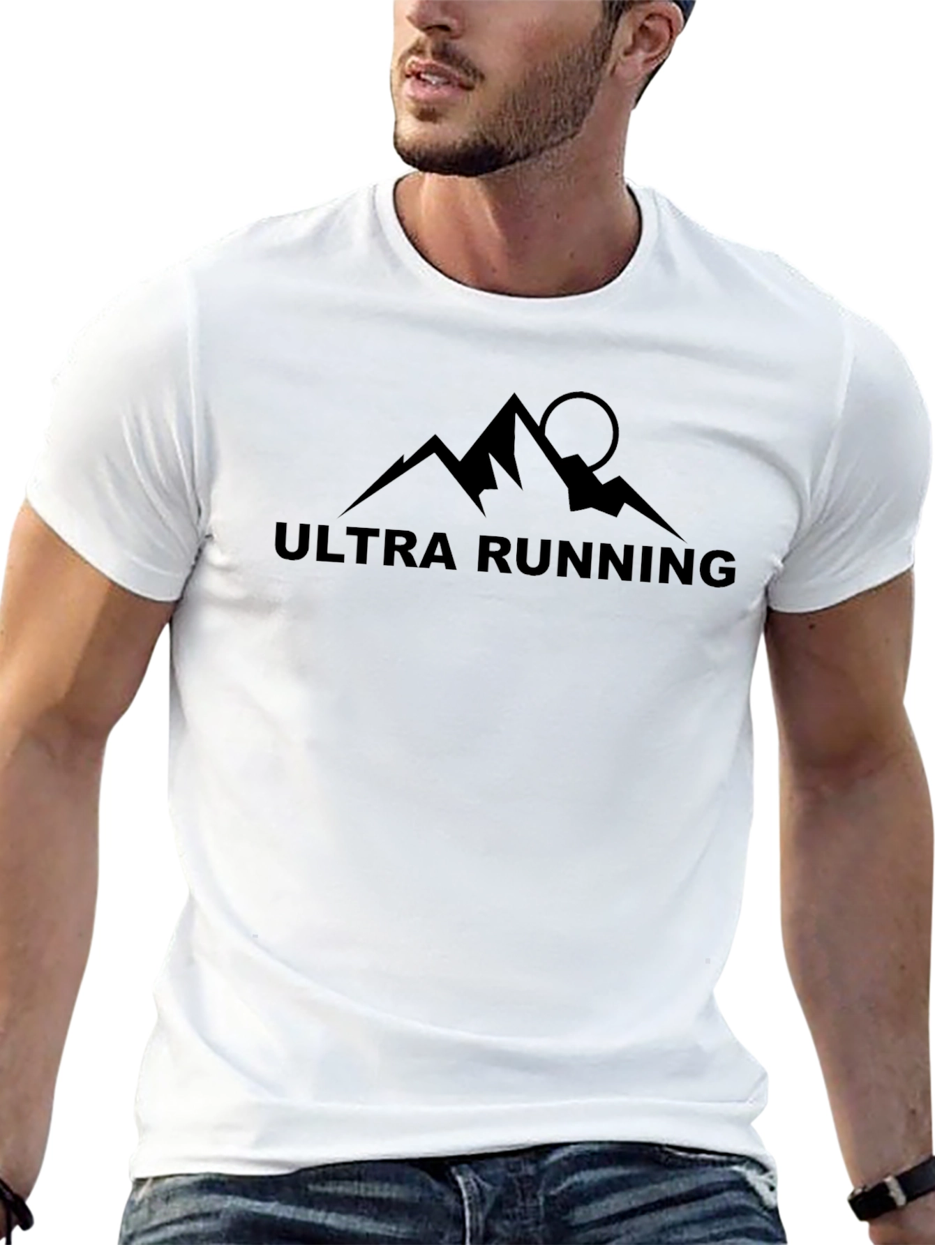 Ultra Running Black T-Shirt: Mountain Design