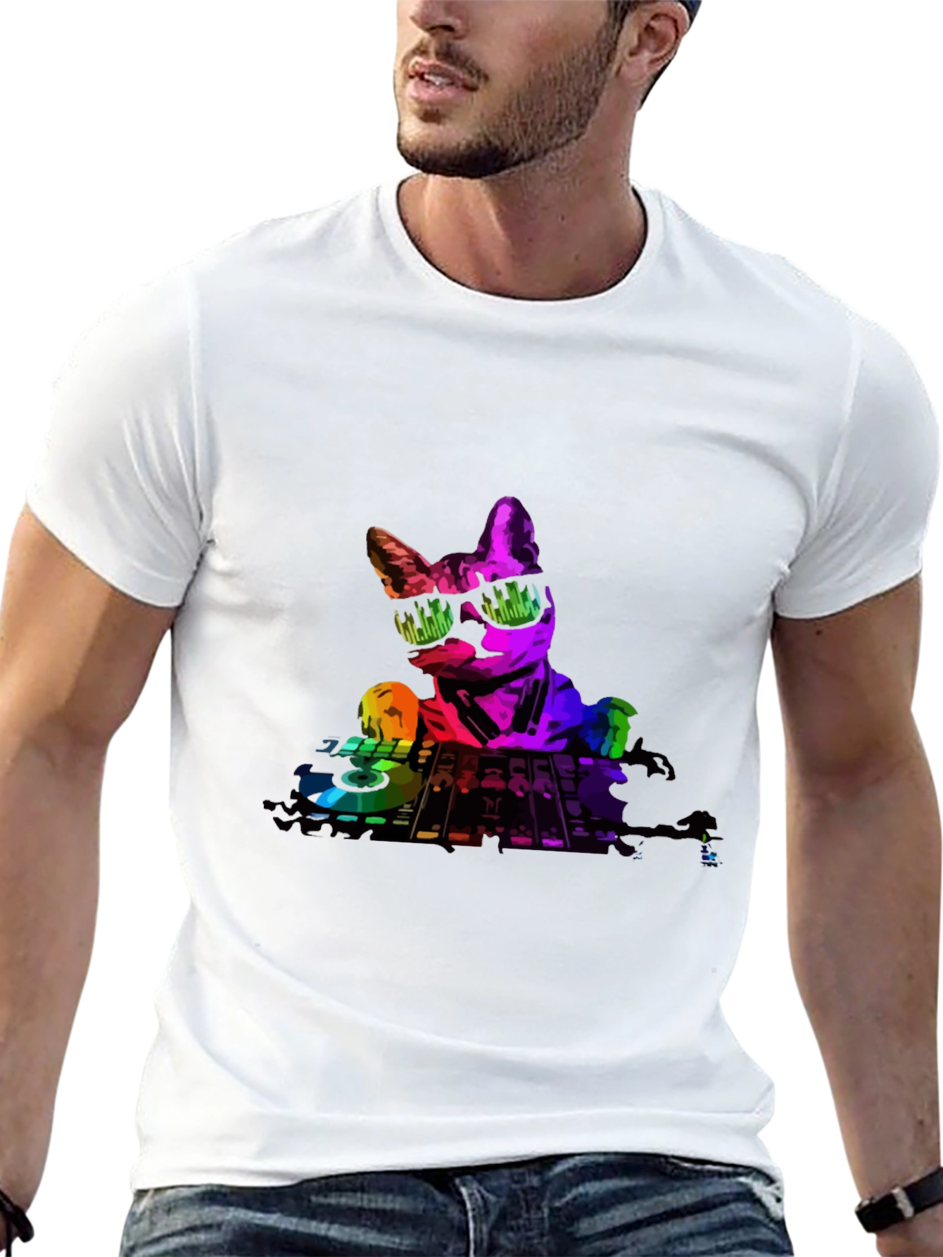 DJ Cat Graphic T-Shirt - Cool Music Lover Tee