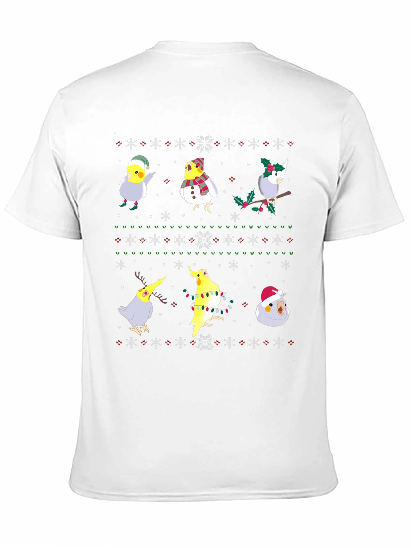 Festive Cockatiel Ugly Christmas Sweater Tee