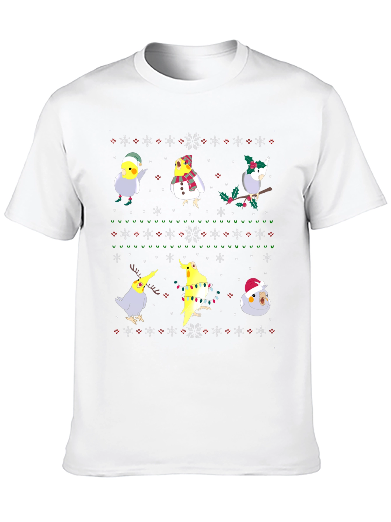 Festive Cockatiel Ugly Christmas Sweater Tee