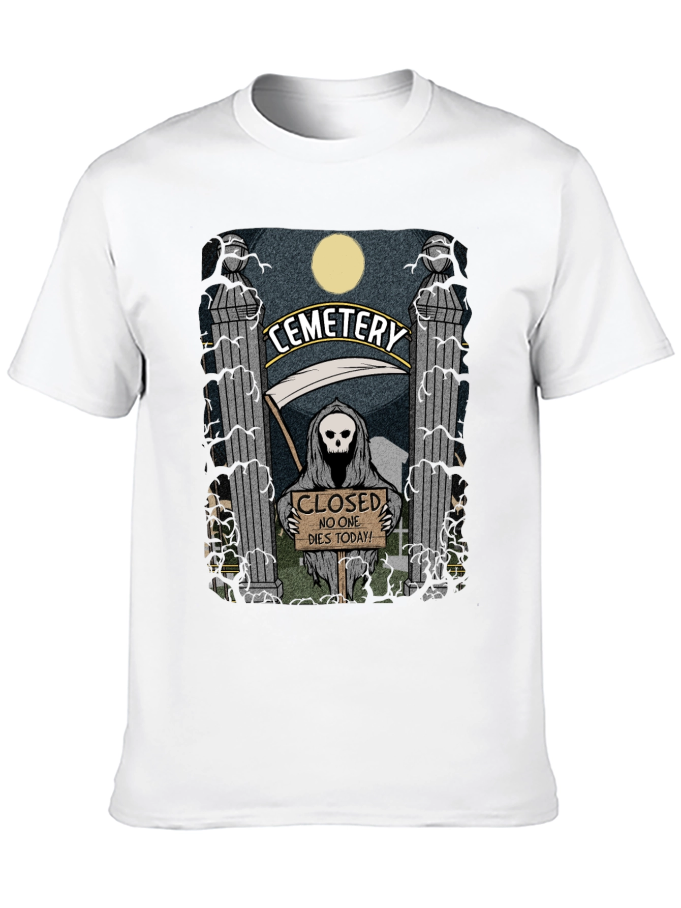 Cemetery Reaper Graphic T-Shirt - No One Dies Today