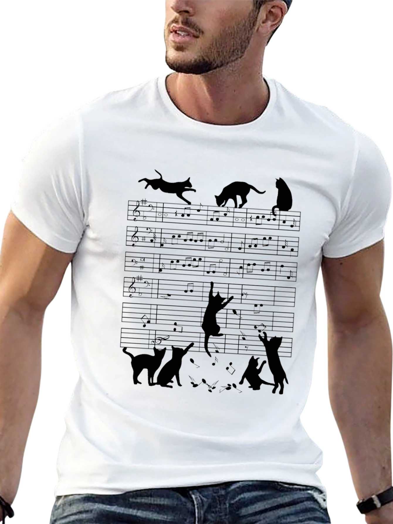 Musical Cat Silhouette T-Shirt - Unisex