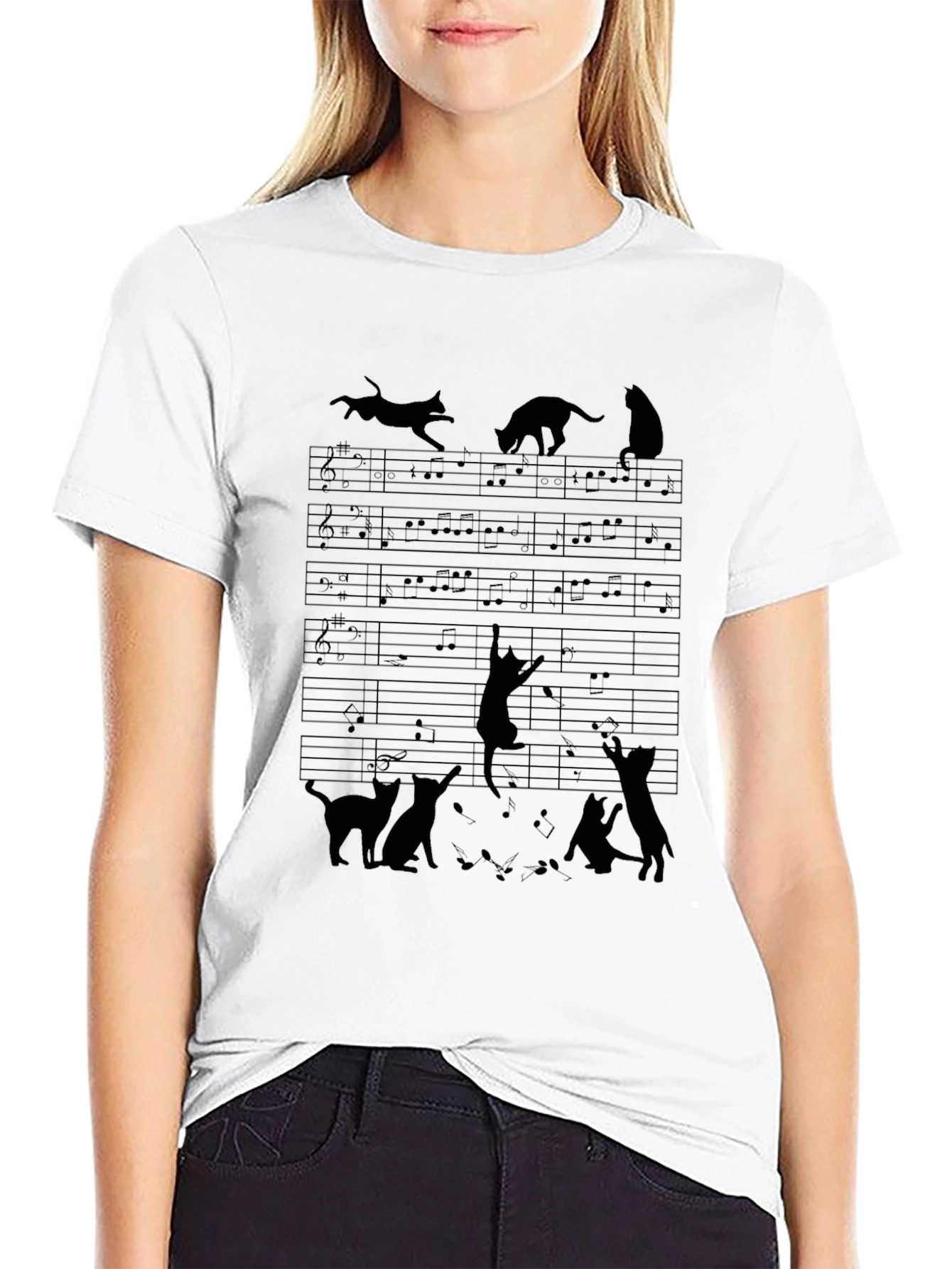 Musical Cat Silhouette T-Shirt - Unisex