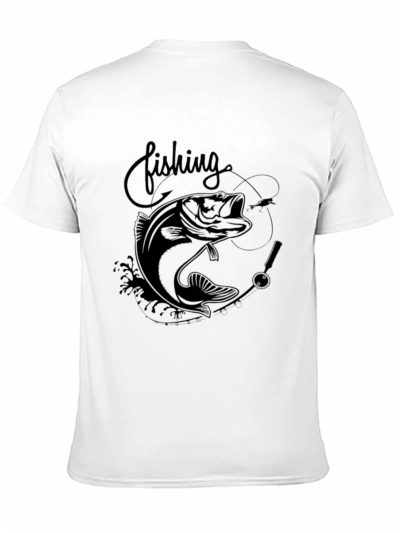 Fishing Bass Graphic Tee - Black Cotton Blend