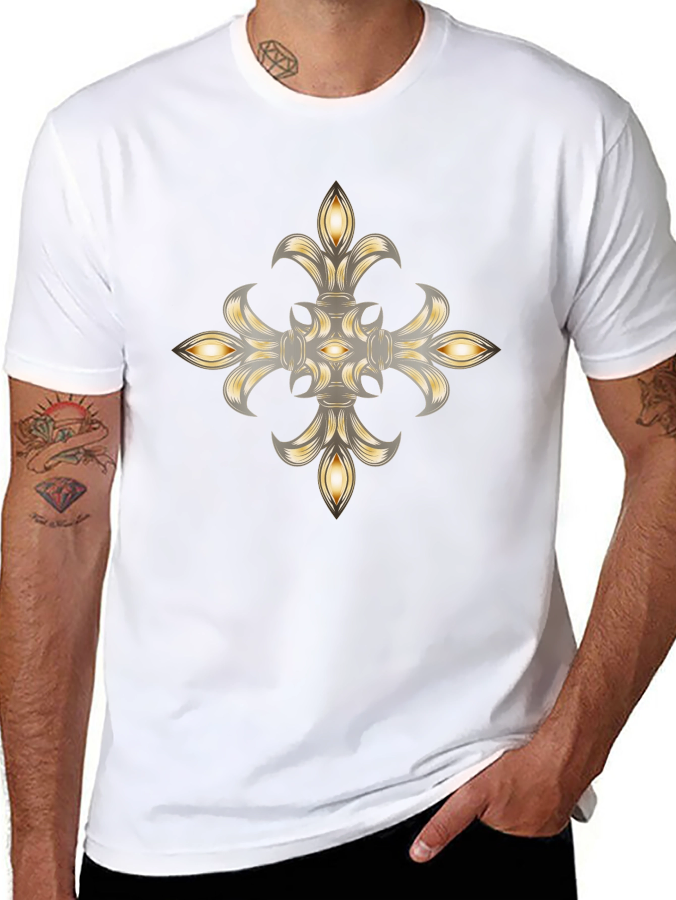 Elegant Fleur-de-lis Graphic Black T-Shirt