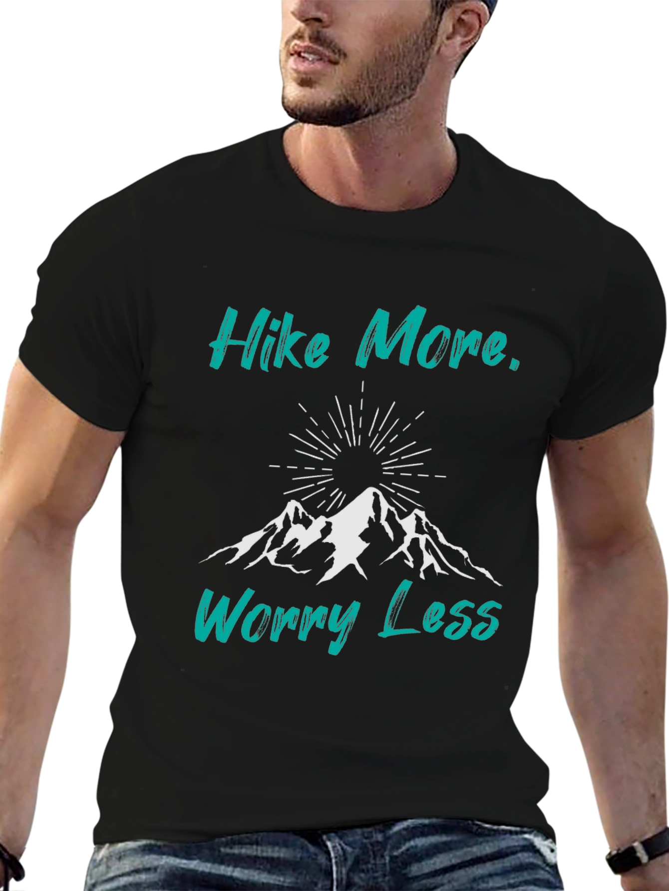 Hike More Worry Less Black Graphic Tee