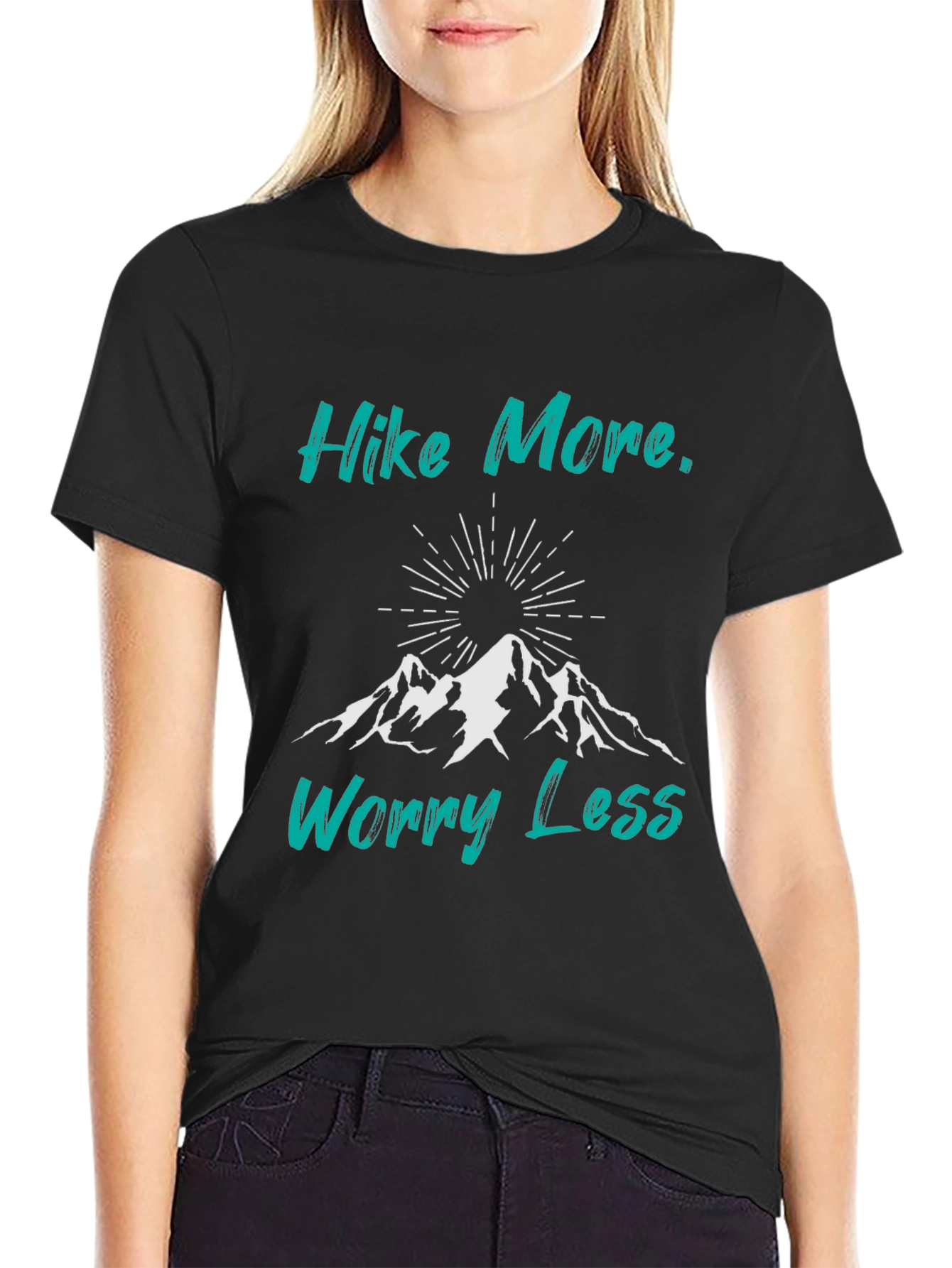 Hike More Worry Less Black Graphic Tee