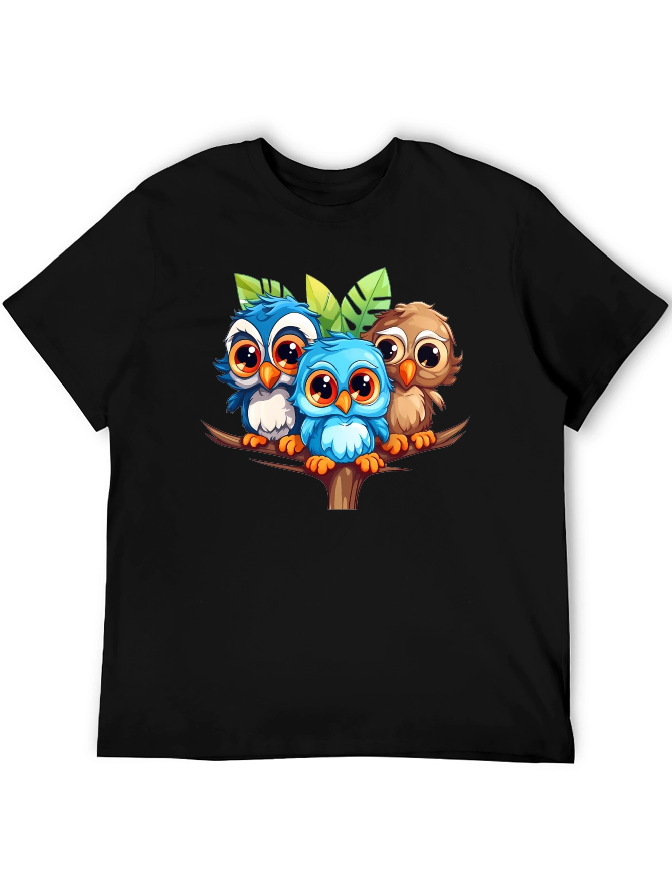 Cute Owls Graphic Tee - Black Unisex T-Shirt