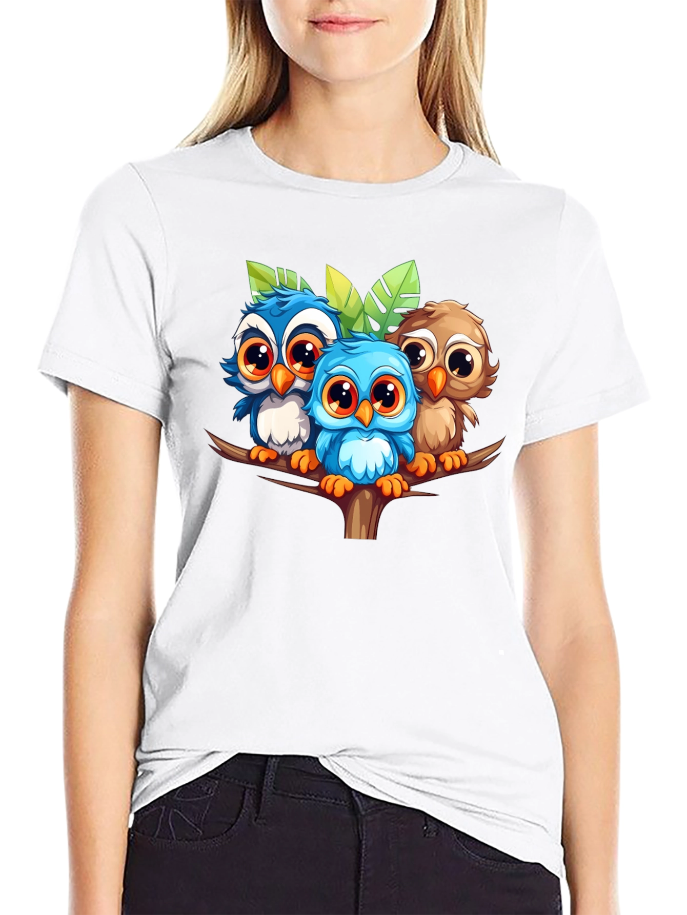 Cute Owls Graphic Tee - Black Unisex T-Shirt