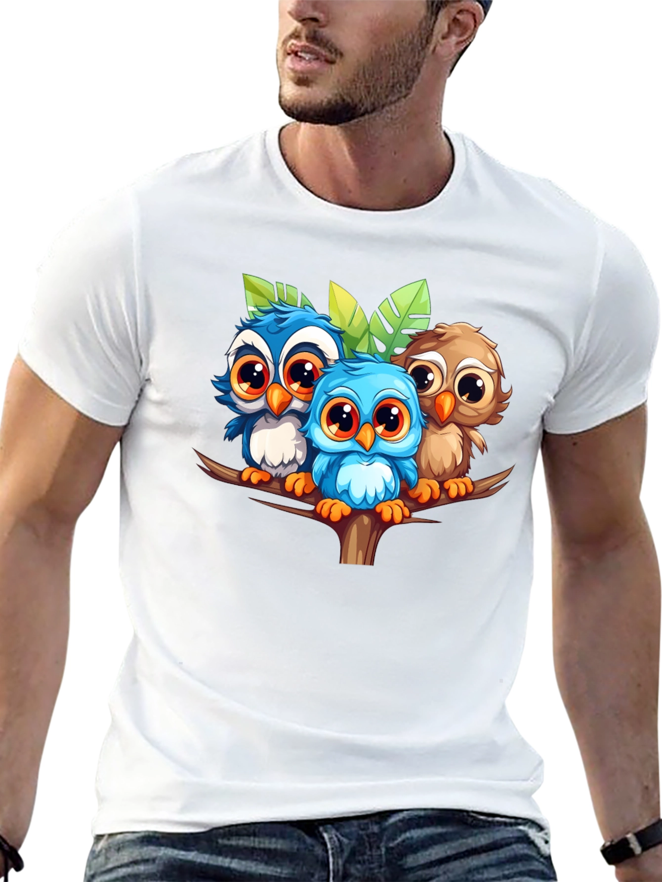 Cute Owls Graphic Tee - Black Unisex T-Shirt