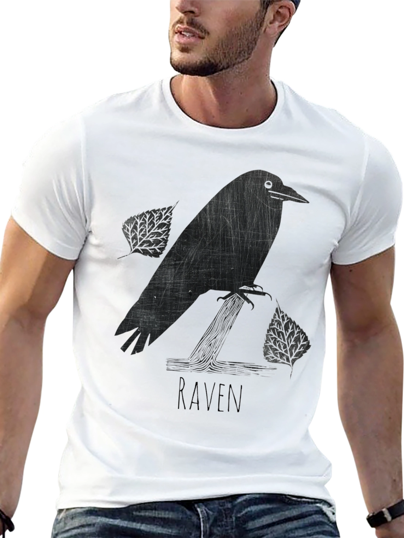 Raven Graphic Tee - Stylish Black Cotton Shirt