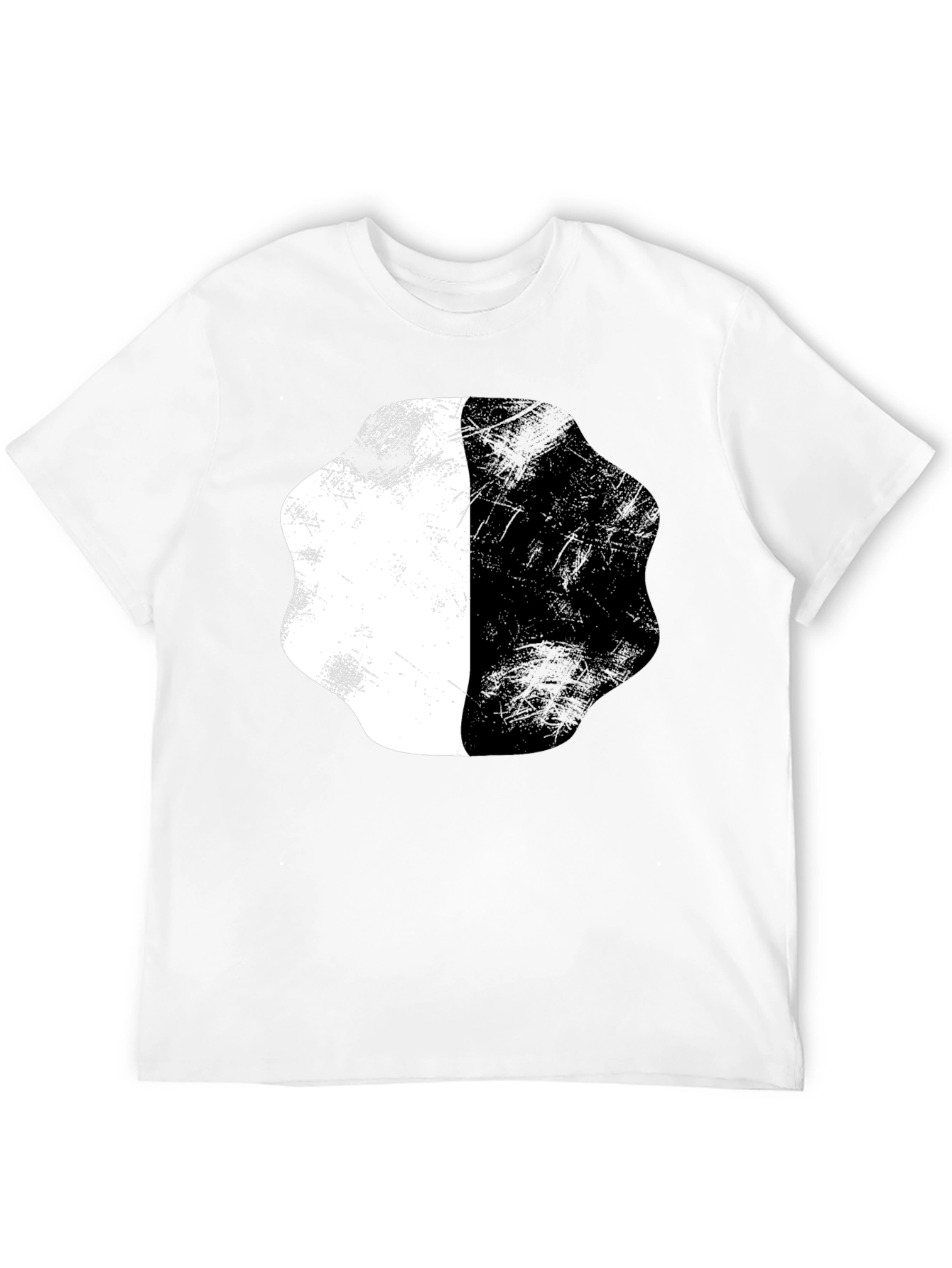 Abstract Half White Half Black Graphic Tee