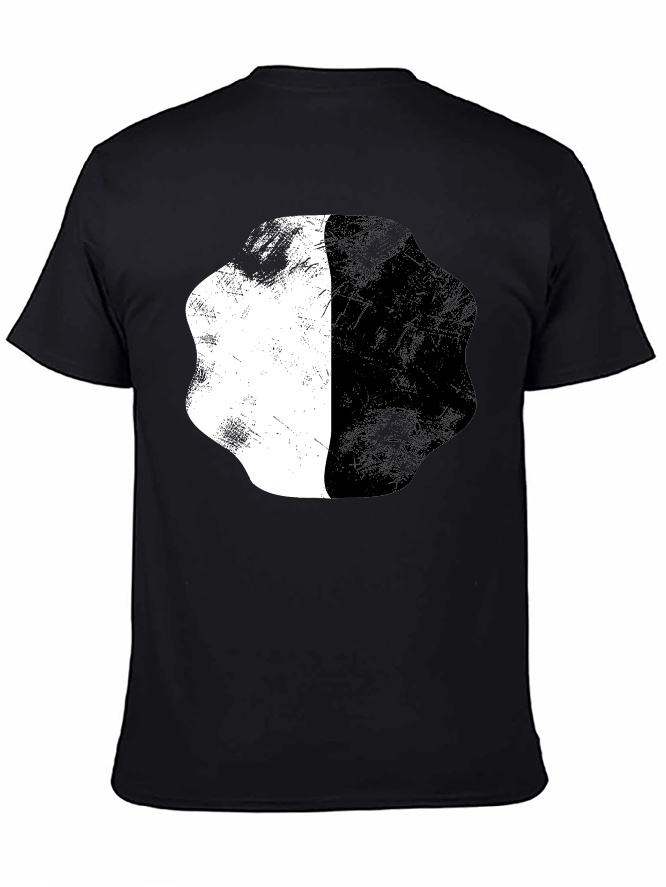 Abstract Half White Half Black Graphic Tee