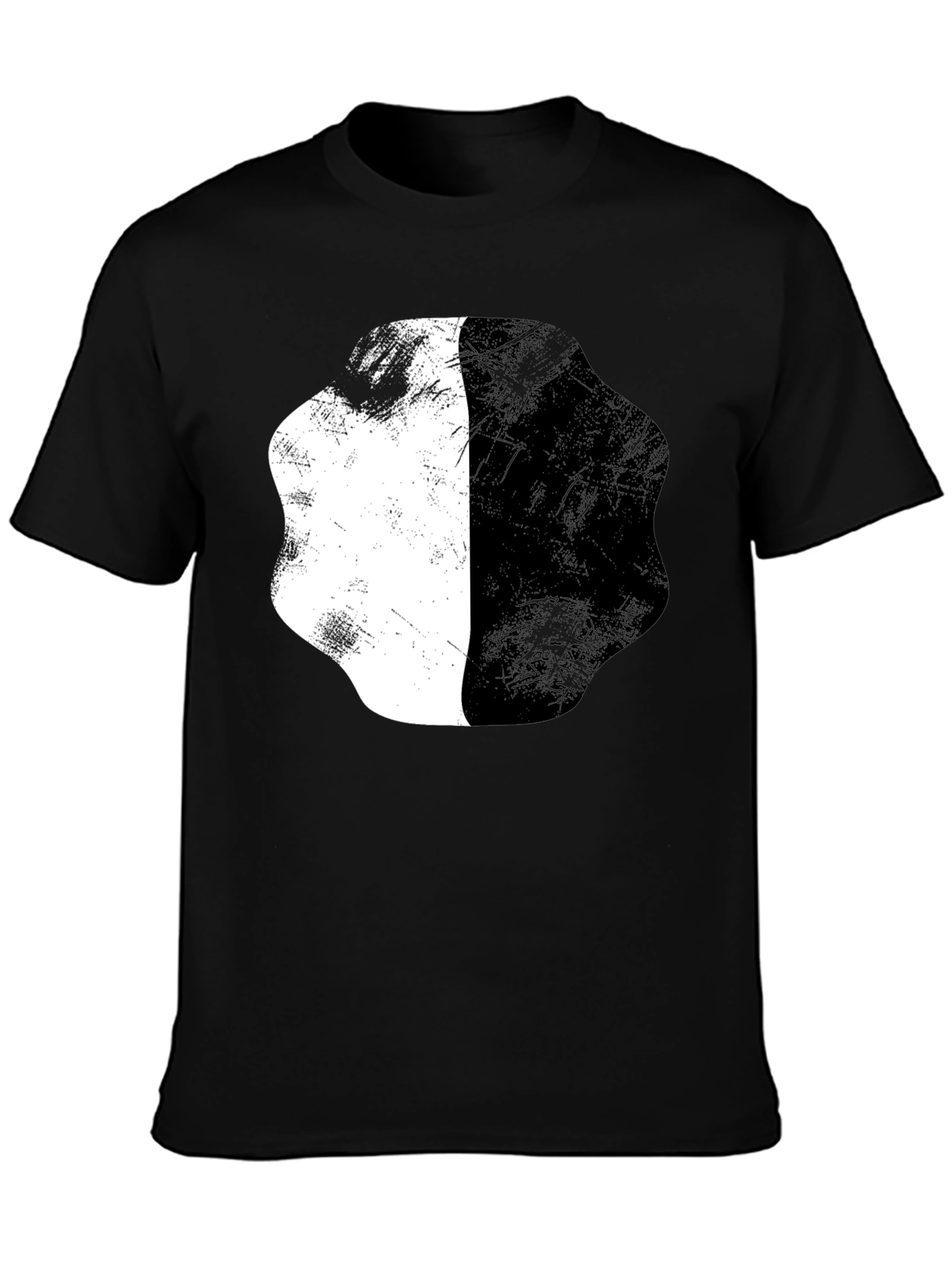 Abstract Half White Half Black Graphic Tee