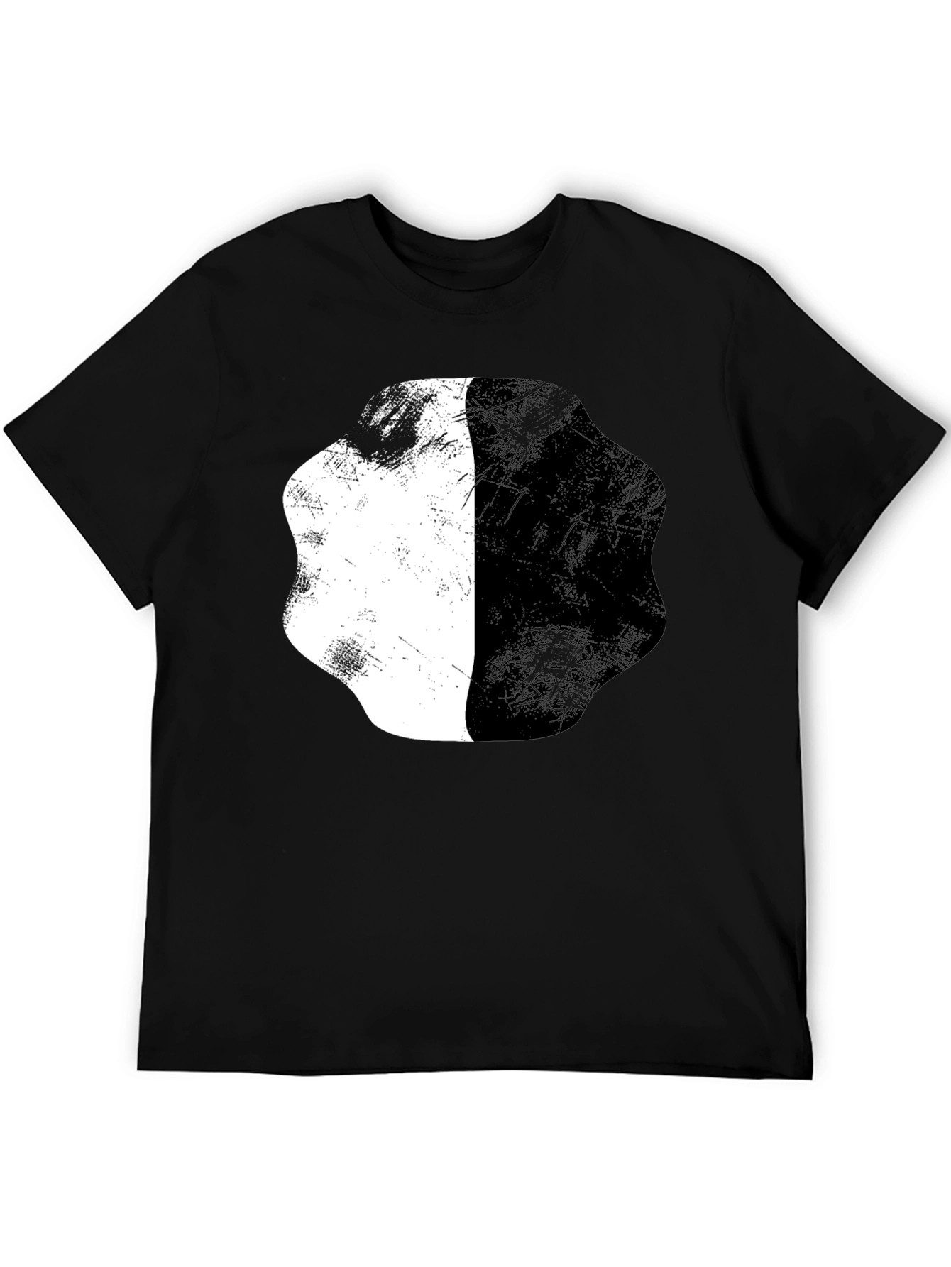 Abstract Half White Half Black Graphic Tee