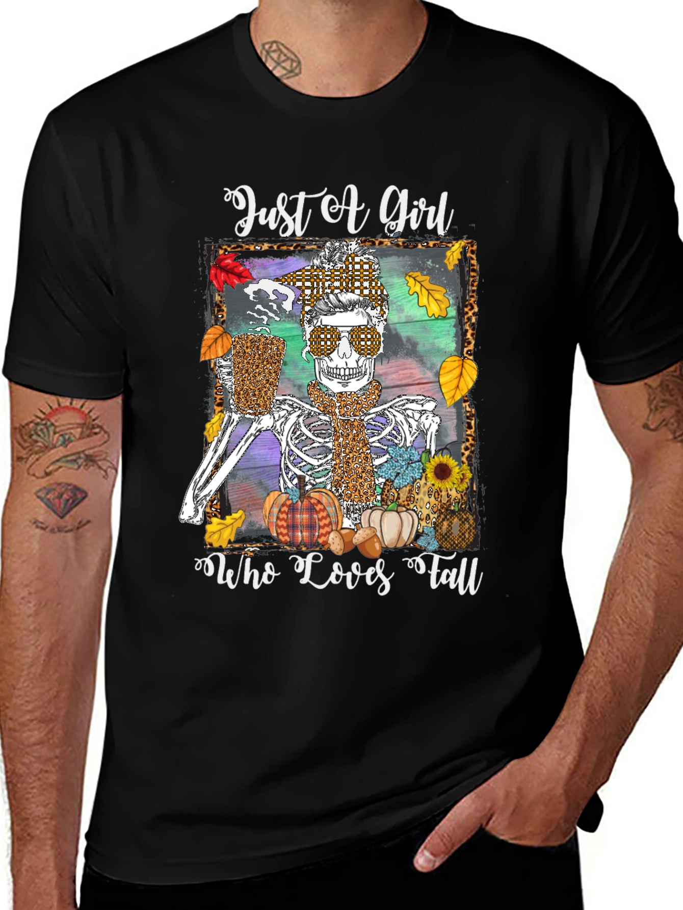 Just A Girl Who Loves Fall Skeleton T-Shirt