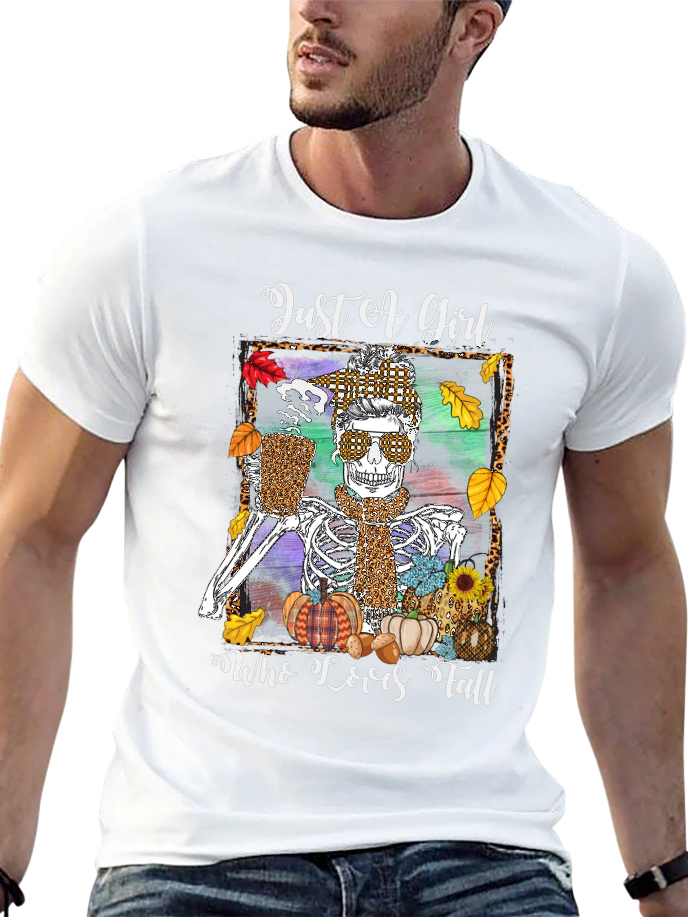Just A Girl Who Loves Fall Skeleton T-Shirt