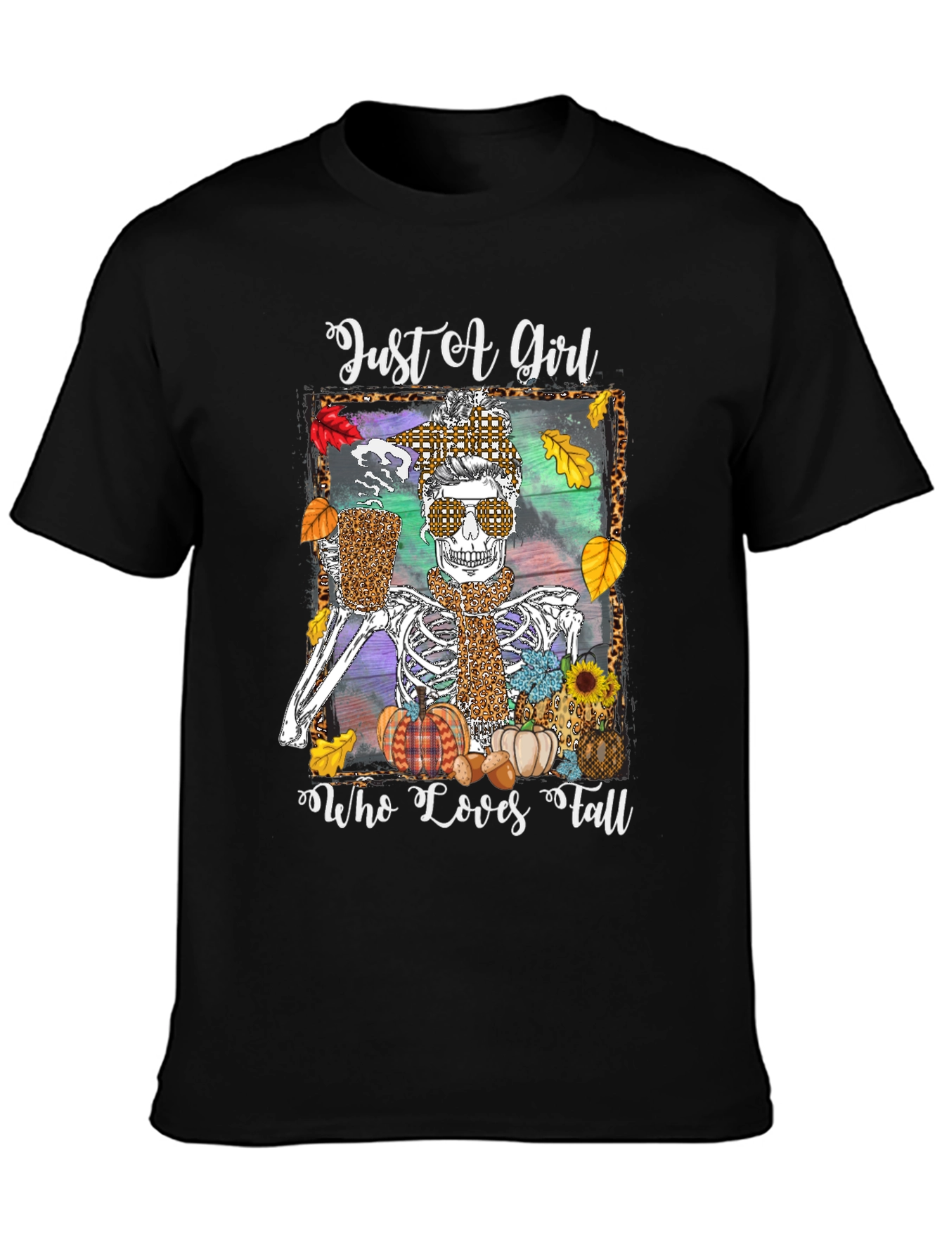 Just A Girl Who Loves Fall Skeleton T-Shirt
