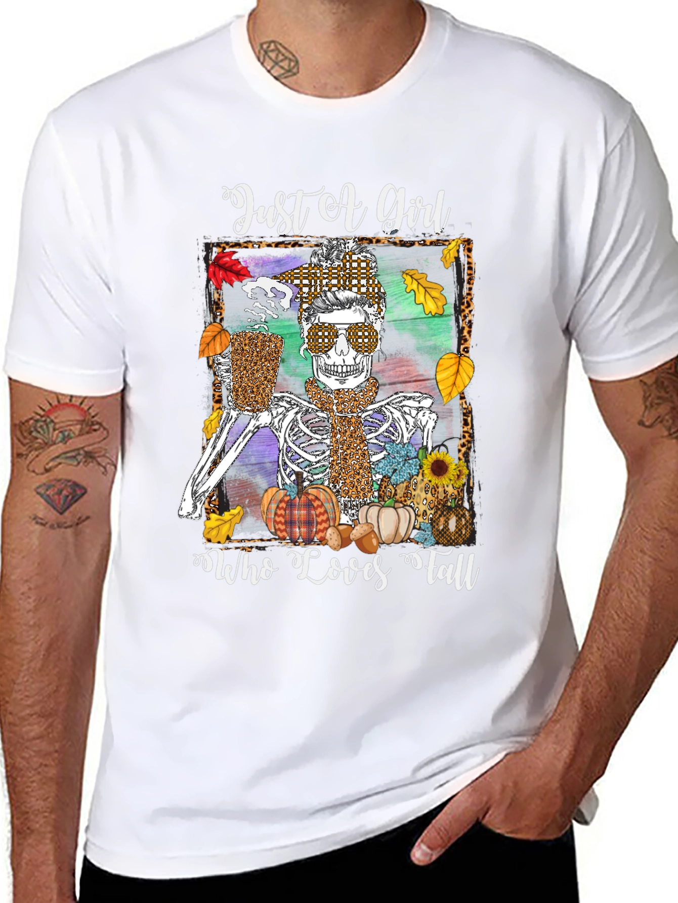 Just A Girl Who Loves Fall Skeleton T-Shirt