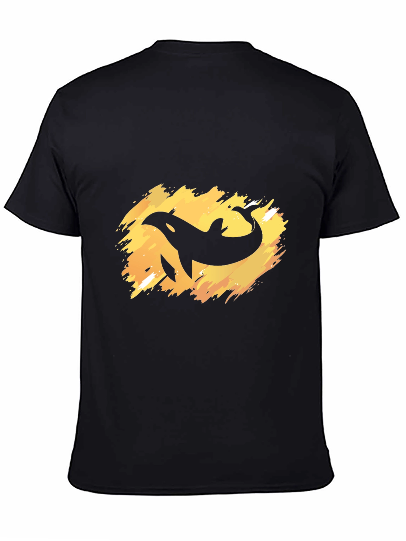 Orca Whale Graphic Tee - Black Cotton T-Shirt