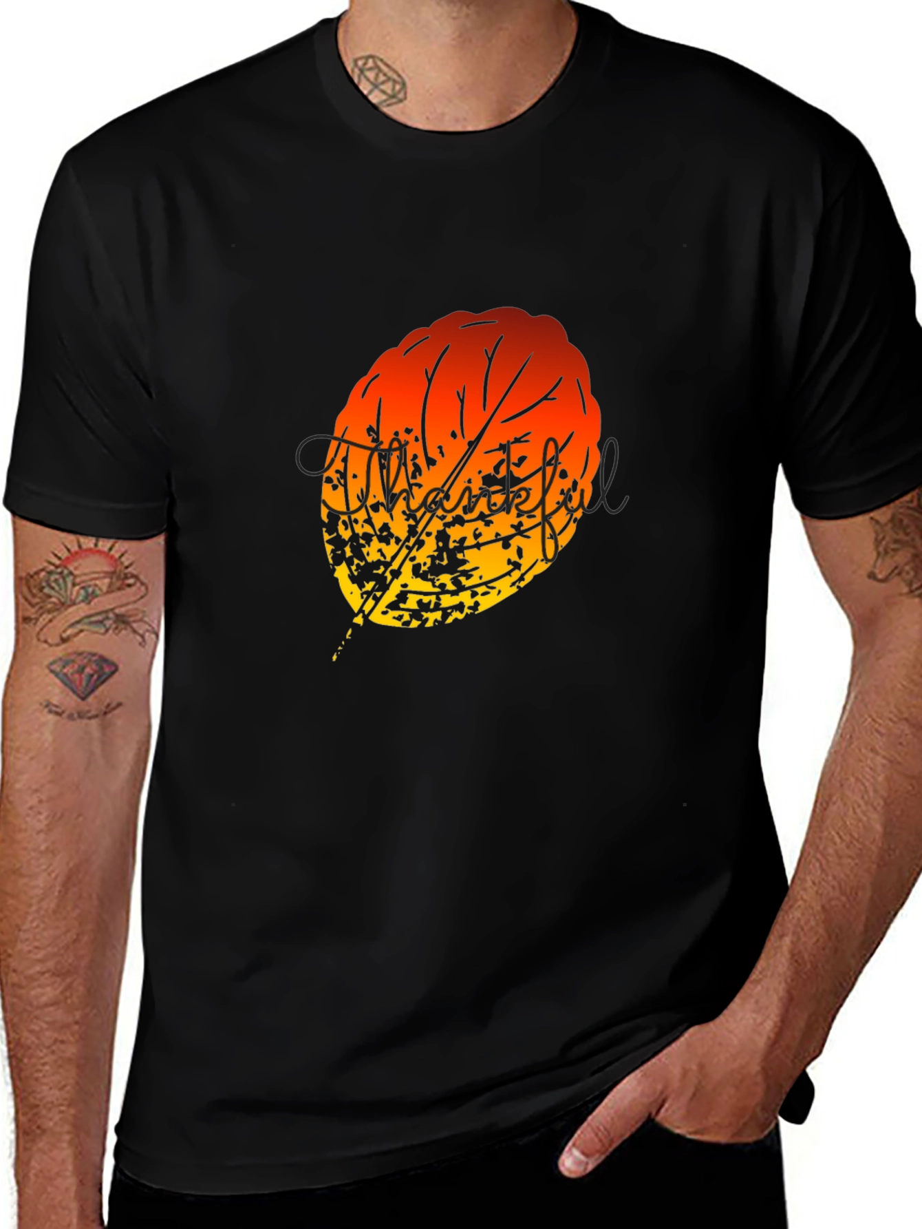 Abstract Autumn Leaf Graphic T-Shirt