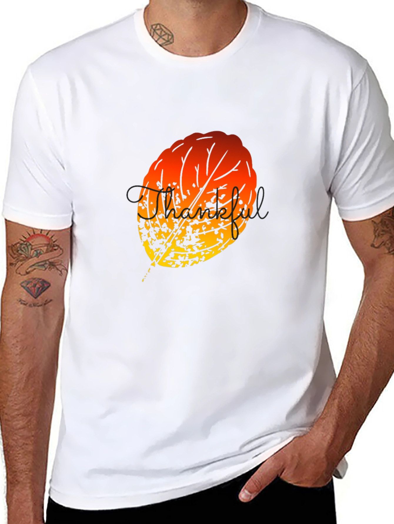 Abstract Autumn Leaf Graphic T-Shirt