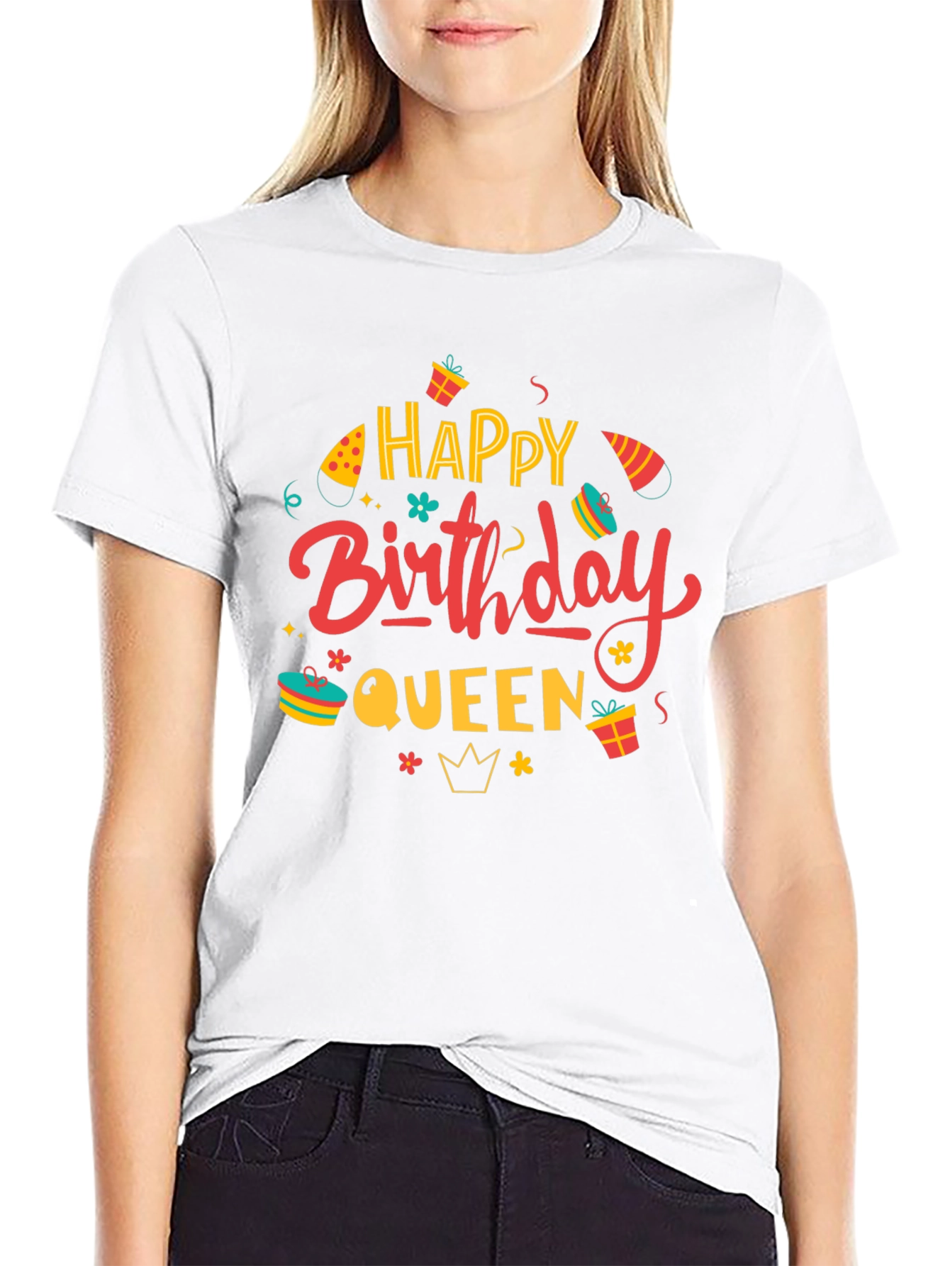 Happy Birthday Queen Black Graphic Tee
