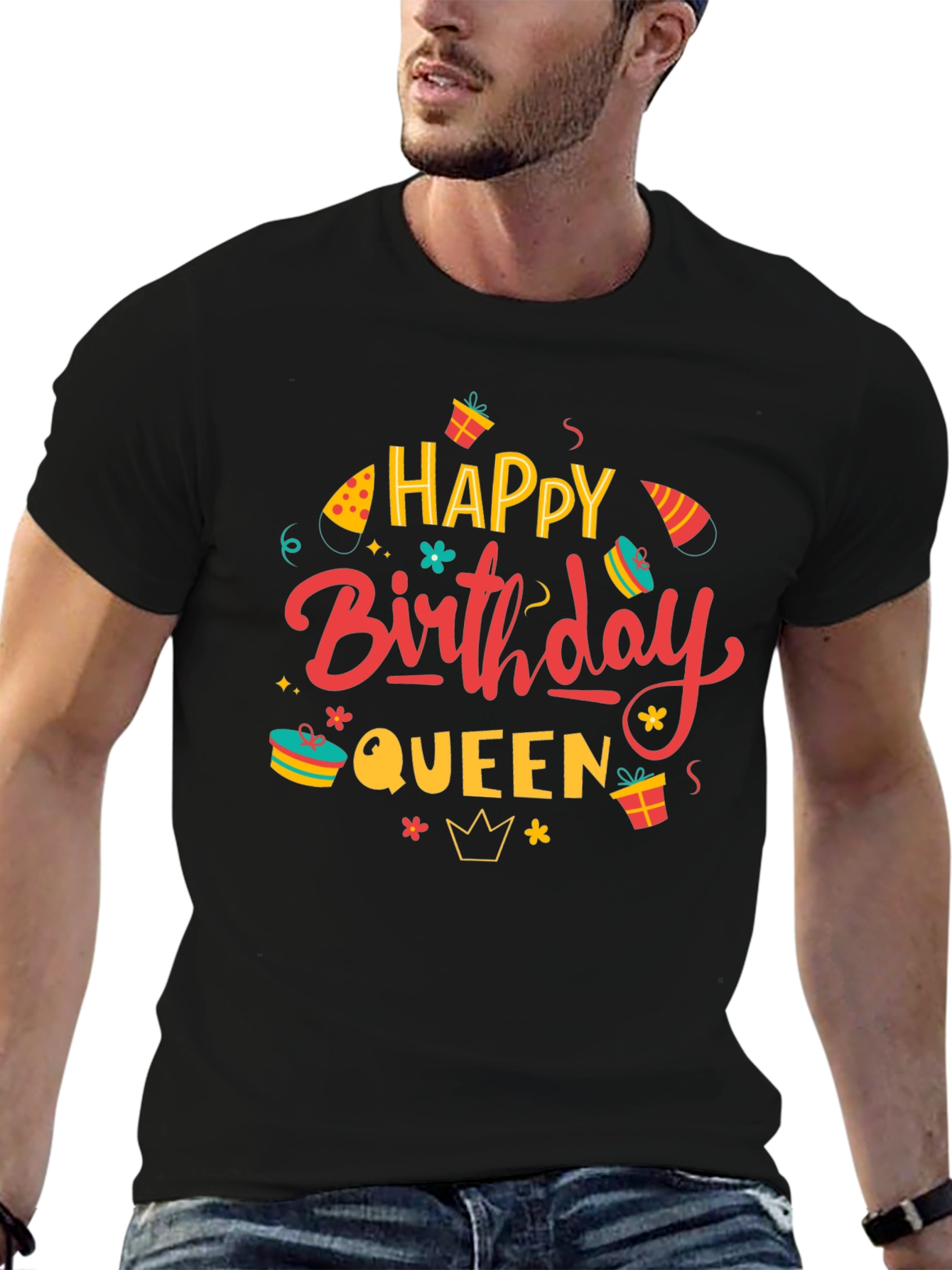 Happy Birthday Queen Black Graphic Tee