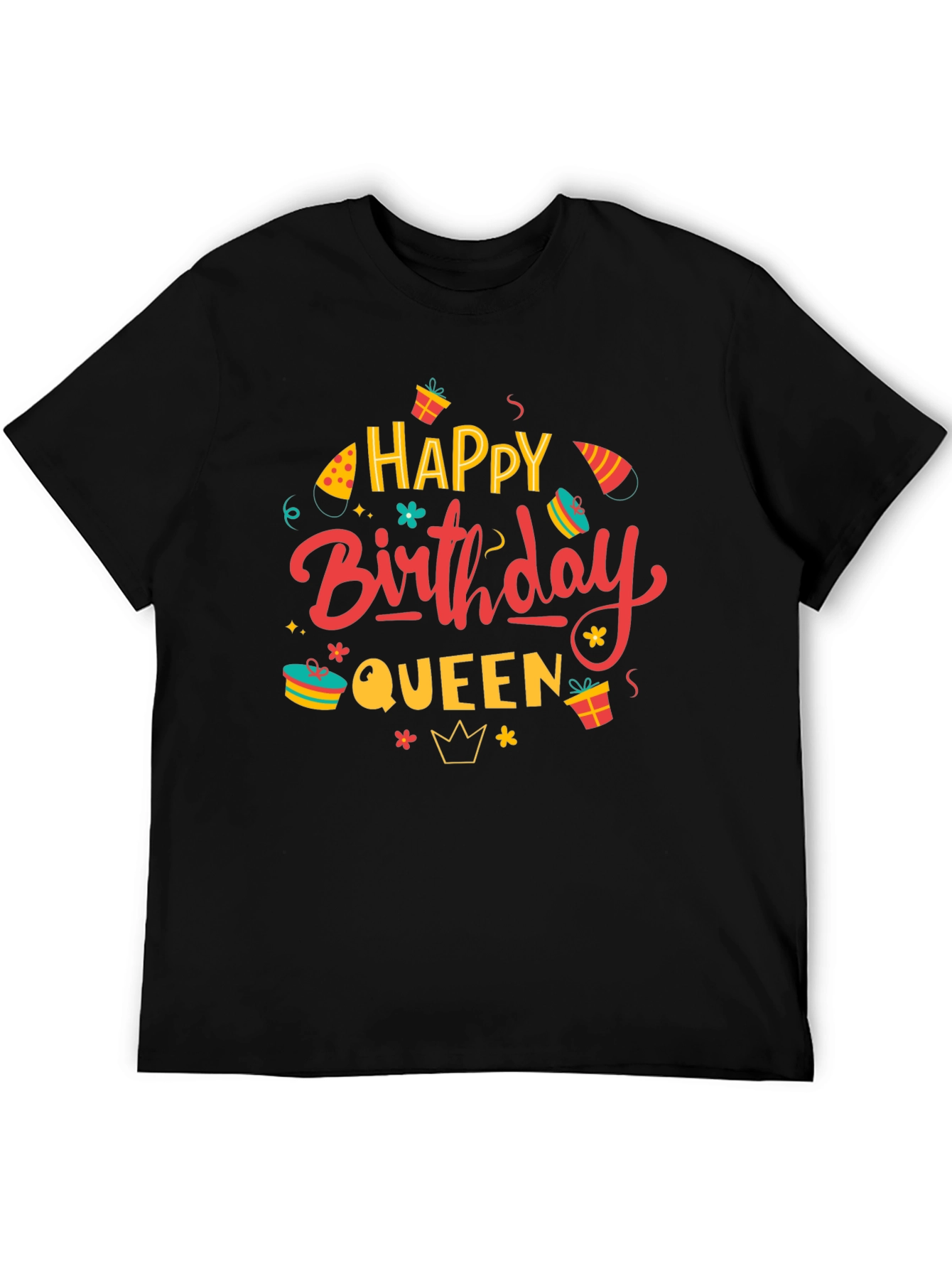 Happy Birthday Queen Black Graphic Tee