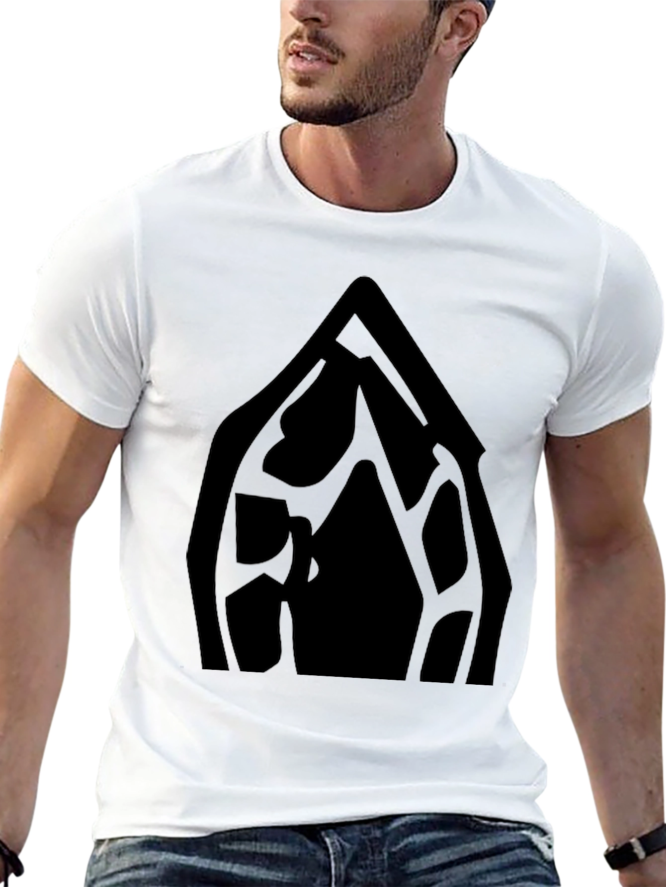 Black Graphic Tee - Abstract Window Design