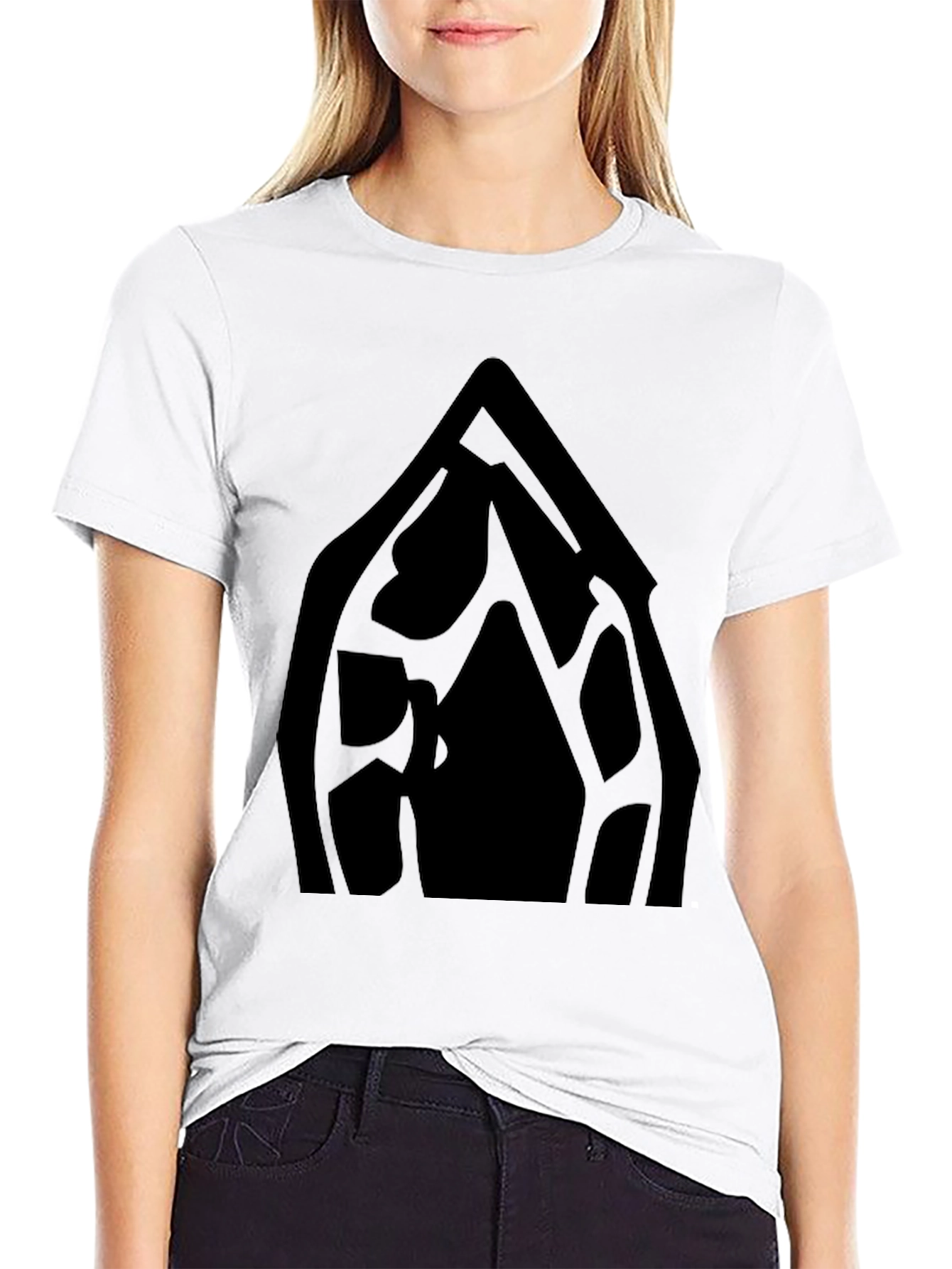Black Graphic Tee - Abstract Window Design