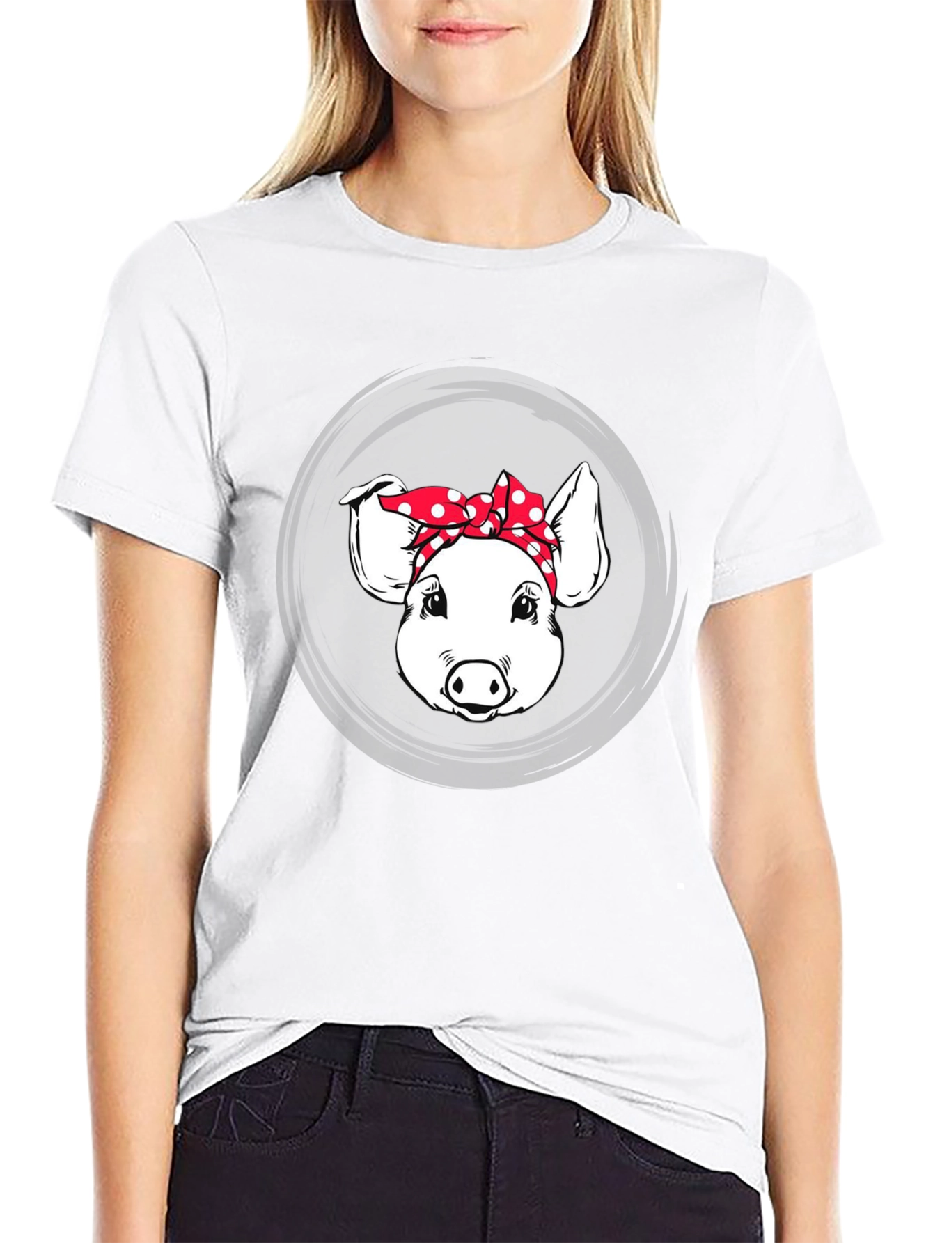 Pig with Bandana Graphic Tee - Black