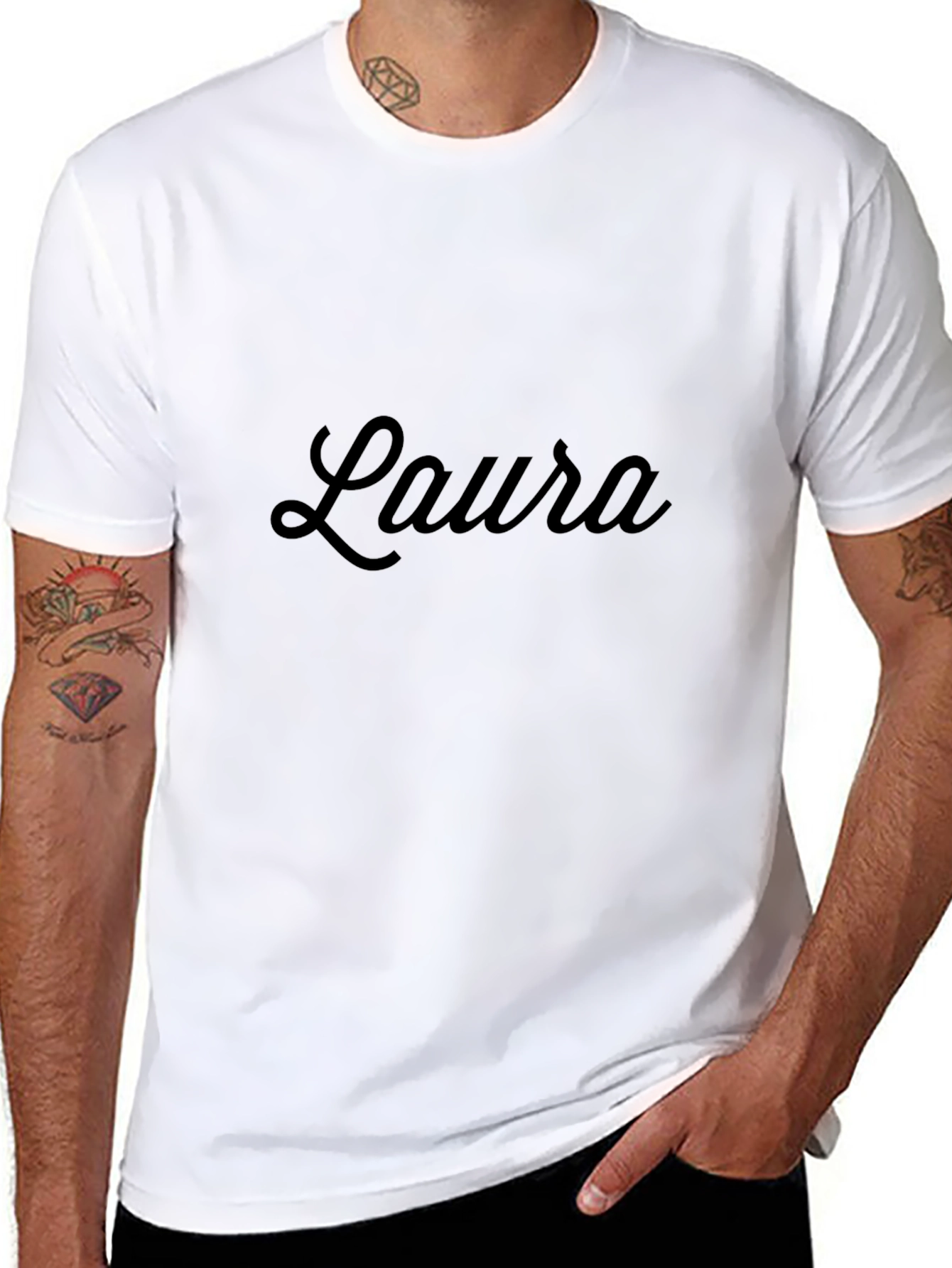Laura Script Black T-Shirt - Personalized Gift