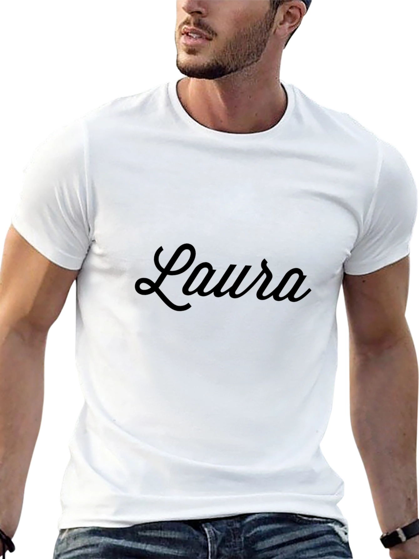 Laura Script Black T-Shirt - Personalized Gift